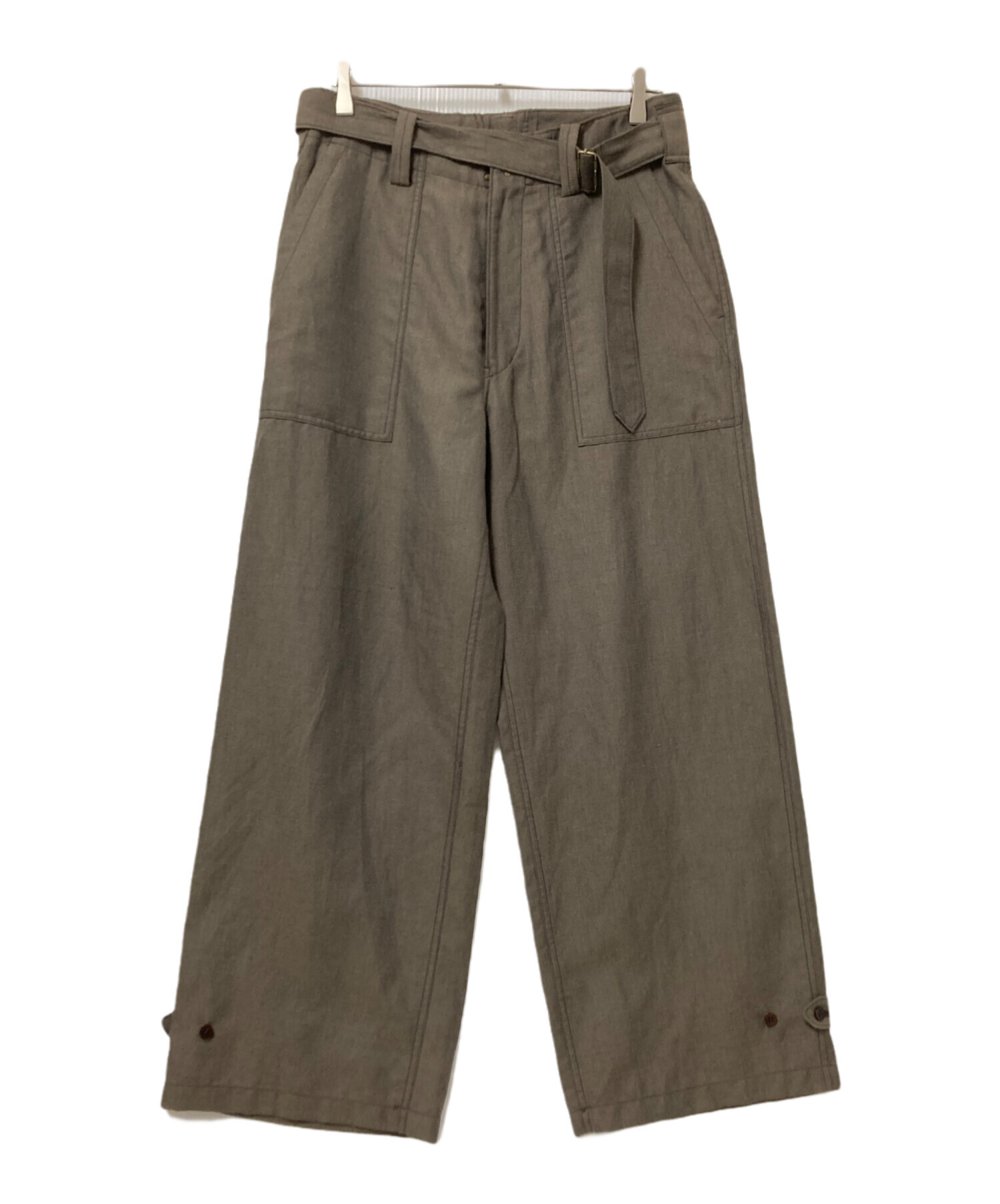 中古・古着通販】LIDnM (リドム) WOOL LINEN BELTED PANTS ブラウン