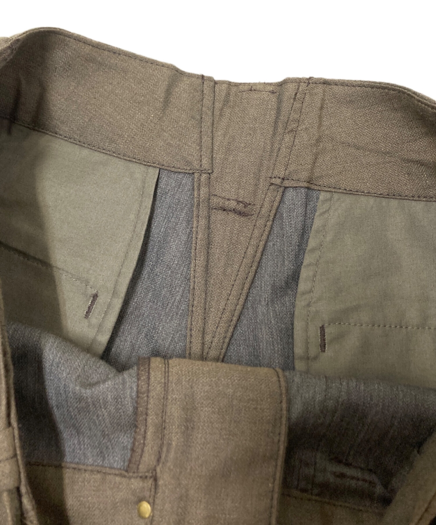 中古・古着通販】LIDnM (リドム) WOOL LINEN BELTED PANTS ブラウン