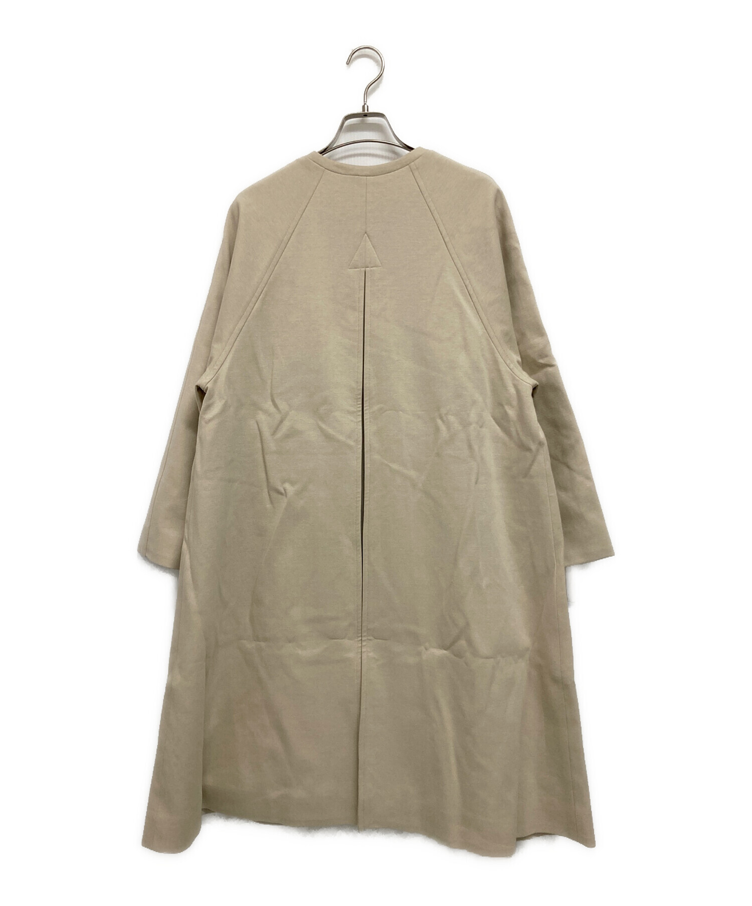 pick☆SLOBE IENA ロングコート ノーカラー ベージュ セール】ラムウールノーカラーロングコート◇（ノーカラーコート