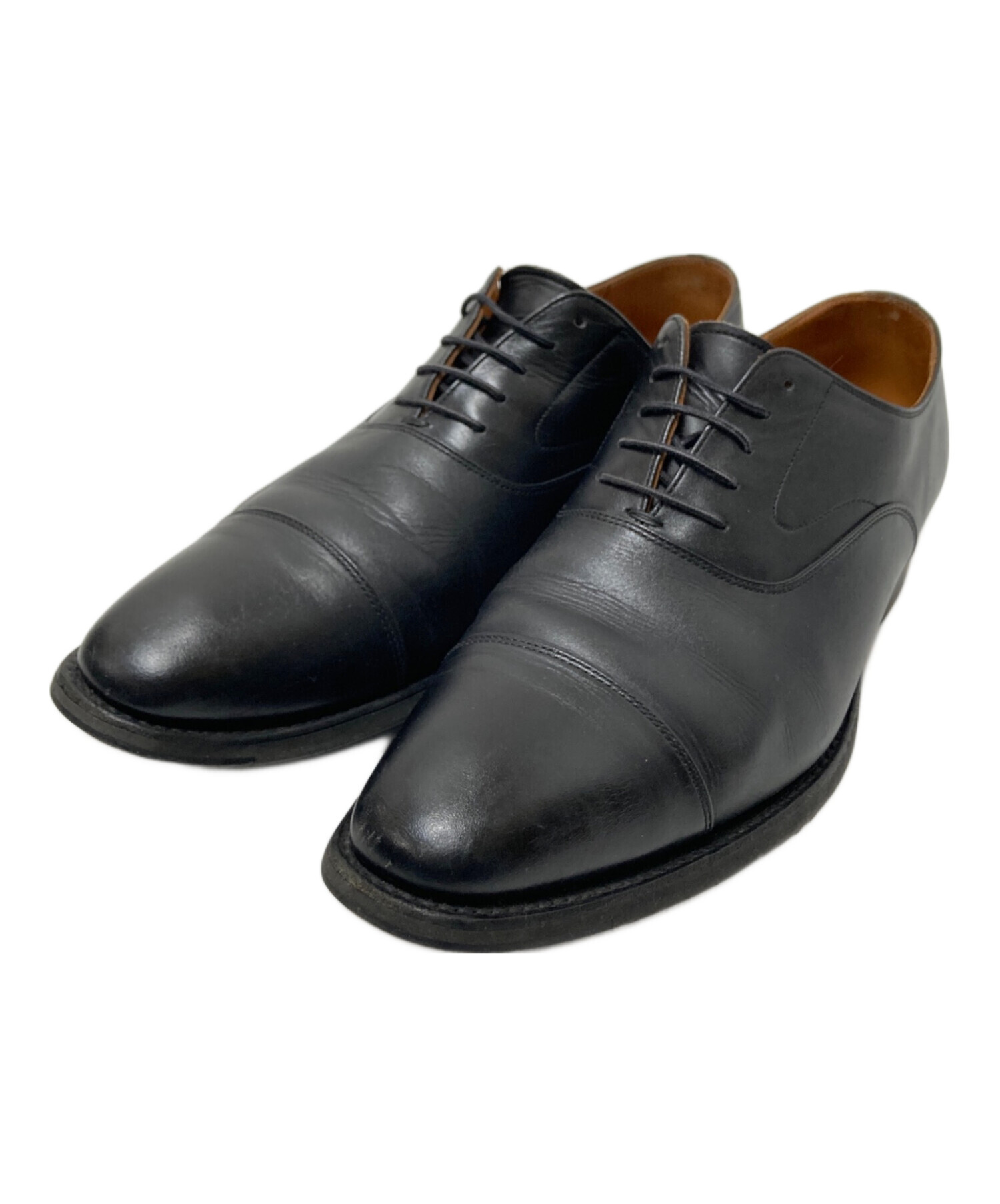 美品スコッチグレイン内羽根ストレートチップ黒25.5cm スコッチグレイン防水】 R1813 ブラック 革靴 内羽根 ストレートチップ