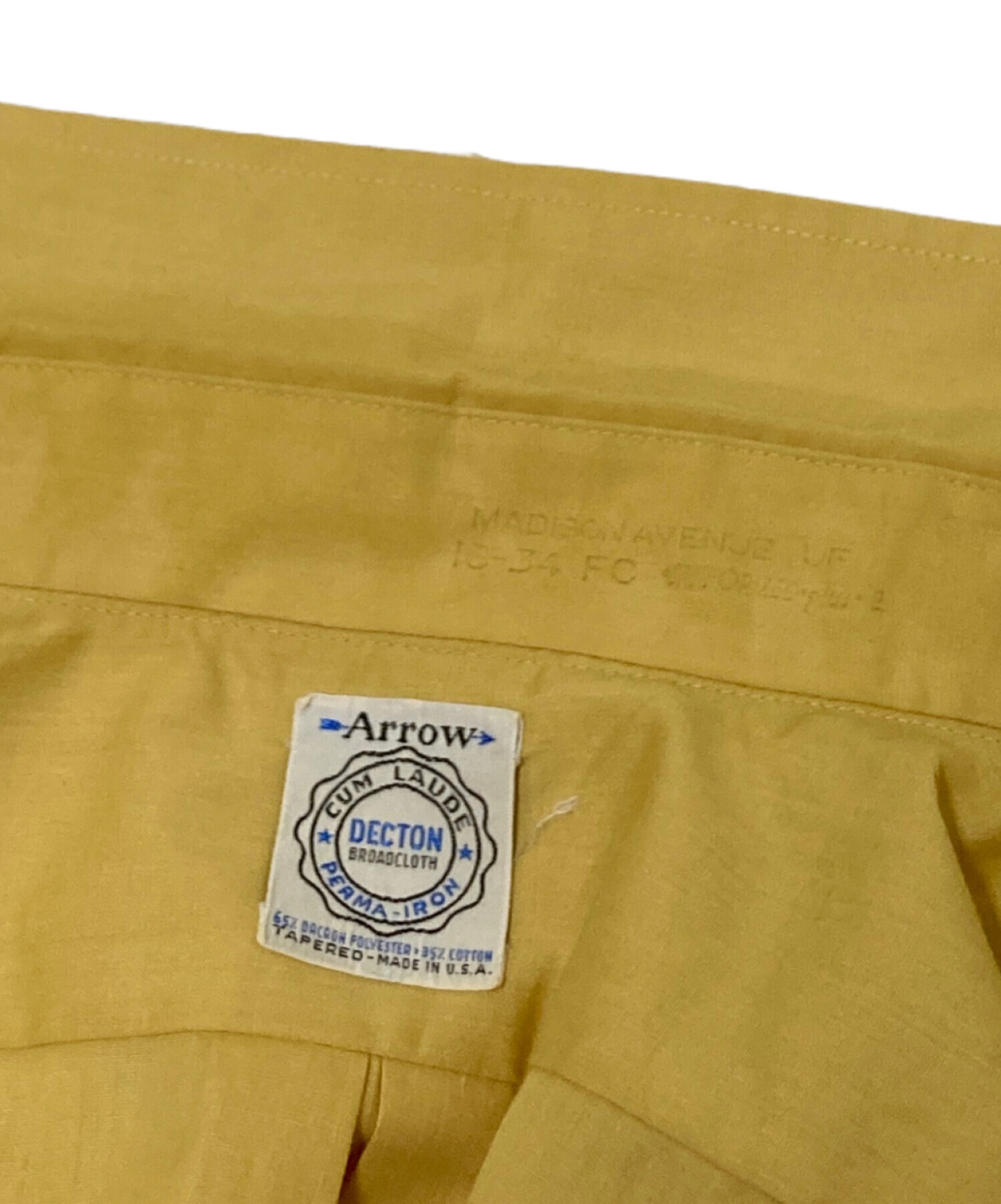中古・古着通販】ARROW (アロー) ワークシャツ イエロー サイズ:下記 