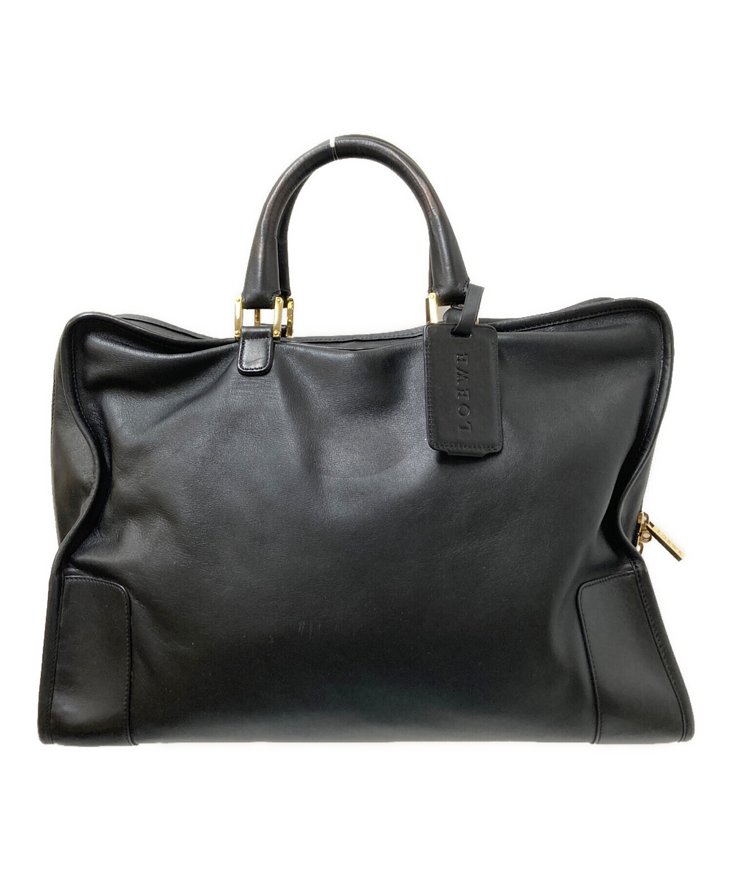 中古・古着通販】LOEWE (ロエベ) レザーハンドバッグ ブラック サイズ 