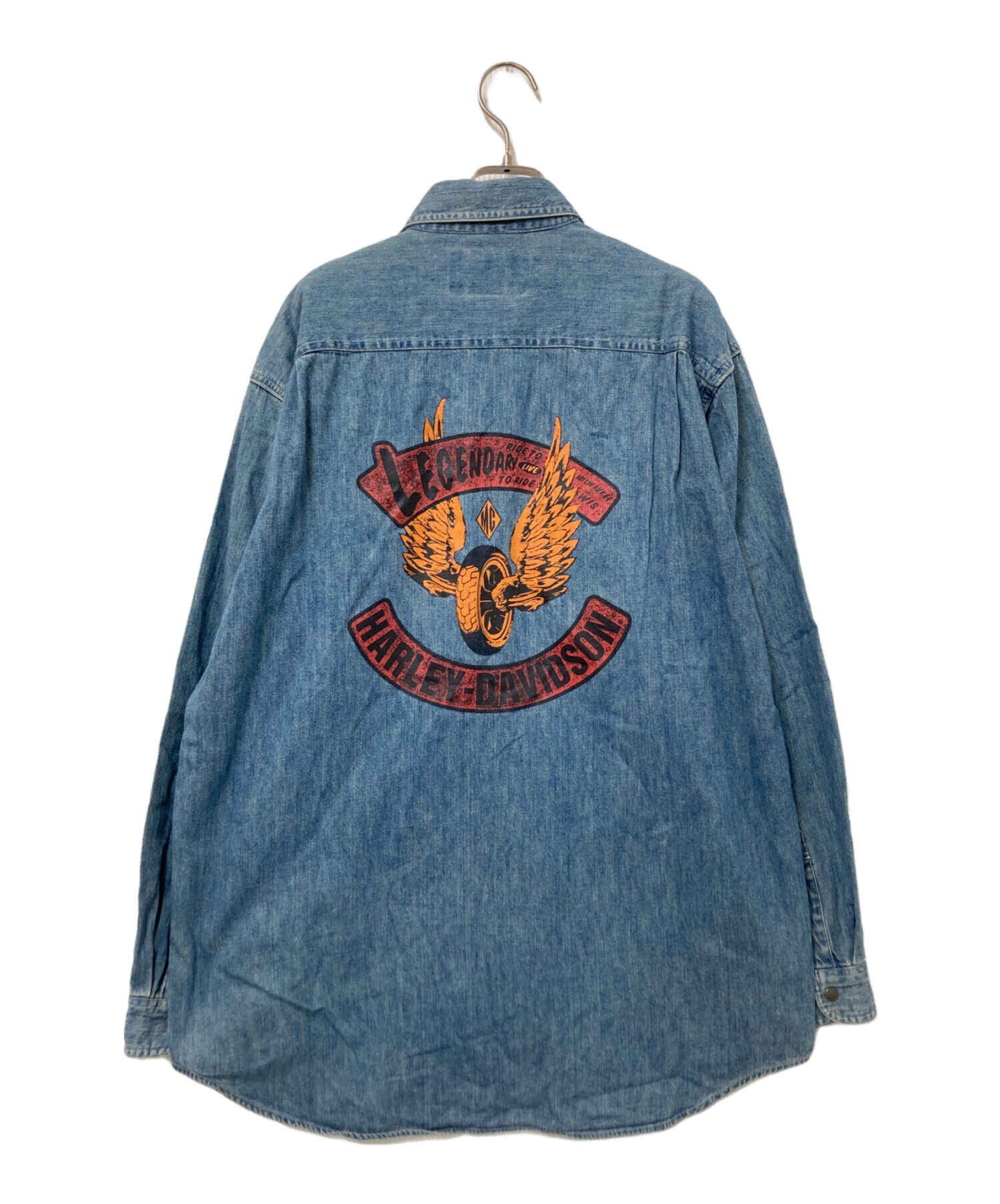 HARLEY DAVIDSON ハーレーダビットソンデニムシャツ/中古品・Lサイズ 中古・古着通販】HARLEY-DAVIDSON (ハーレーダビッドソン) バック