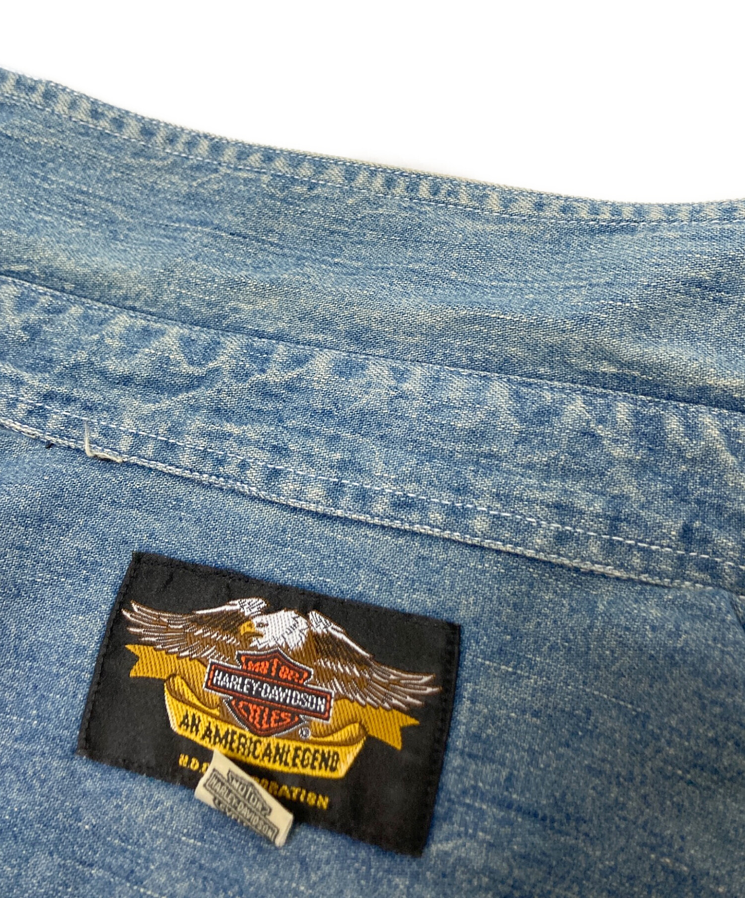 HARLEY DAVIDSON ハーレーダビットソンデニムシャツ/中古品・Lサイズ 中古・古着通販】HARLEY-DAVIDSON (ハーレーダビッドソン) バック