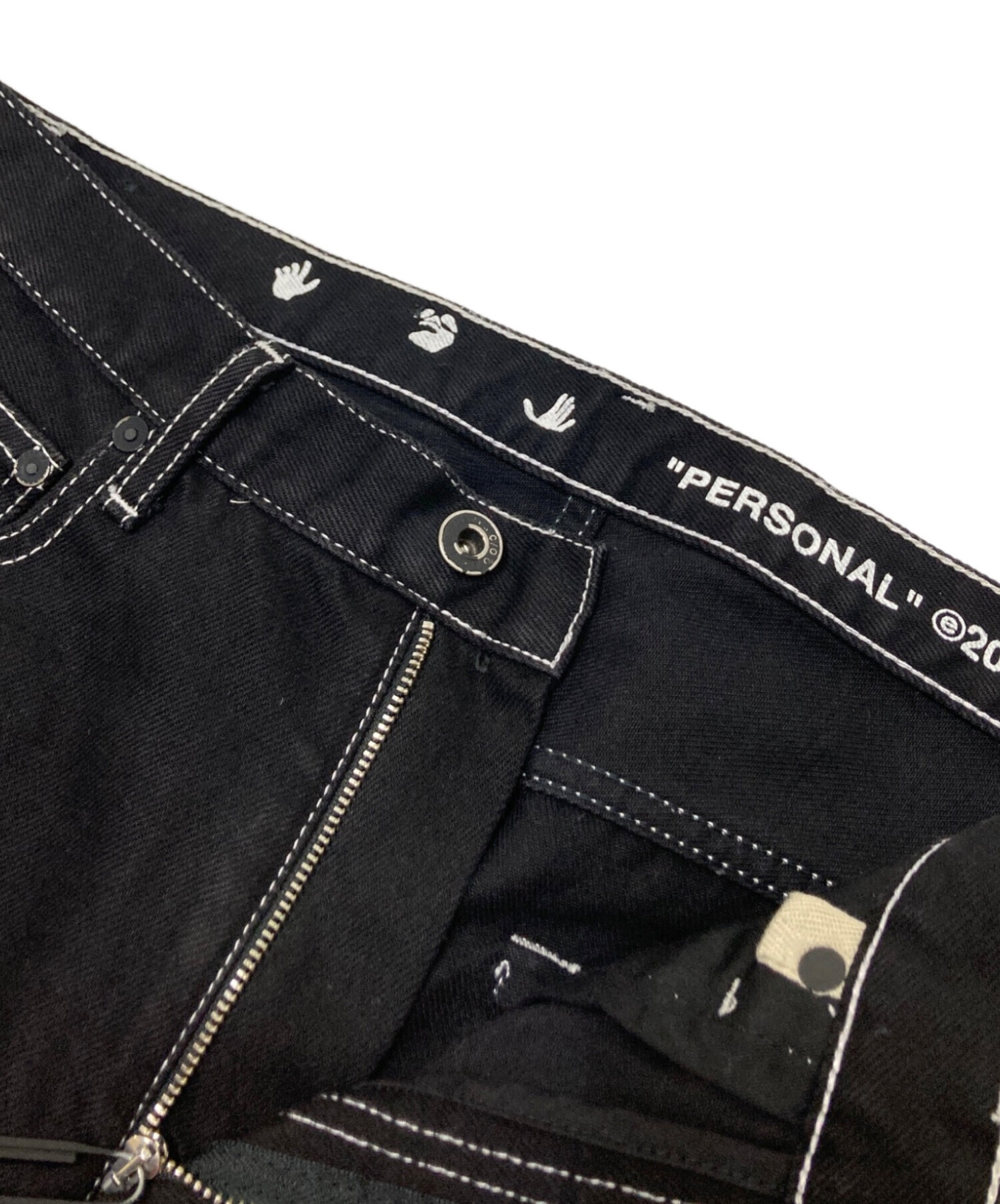 中古・古着通販】OFFWHITE (オフホワイト) ブラックデニムパンツ