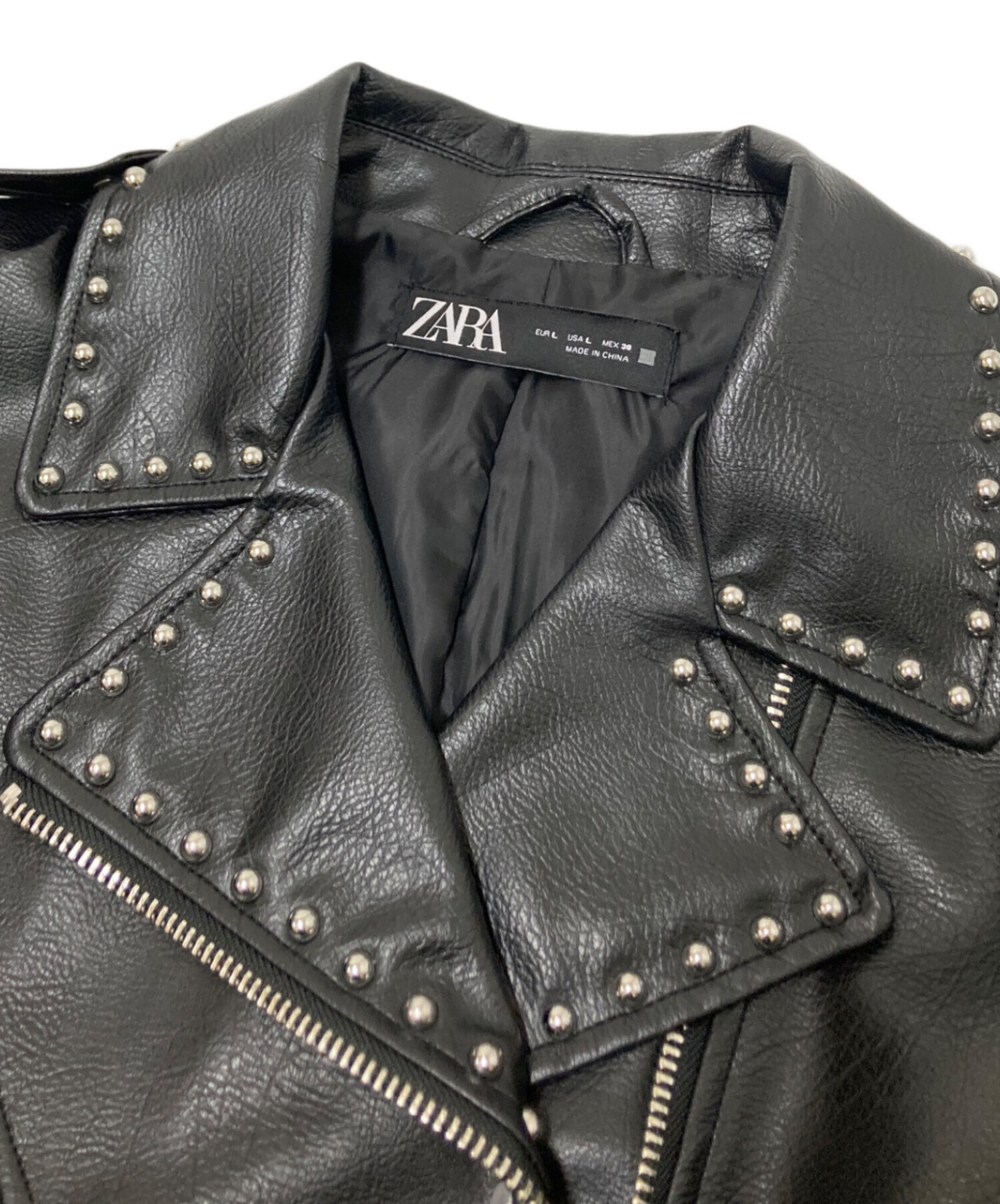 中古・古着通販】ZARA (ザラ) スタッズダブルライダースジャケット