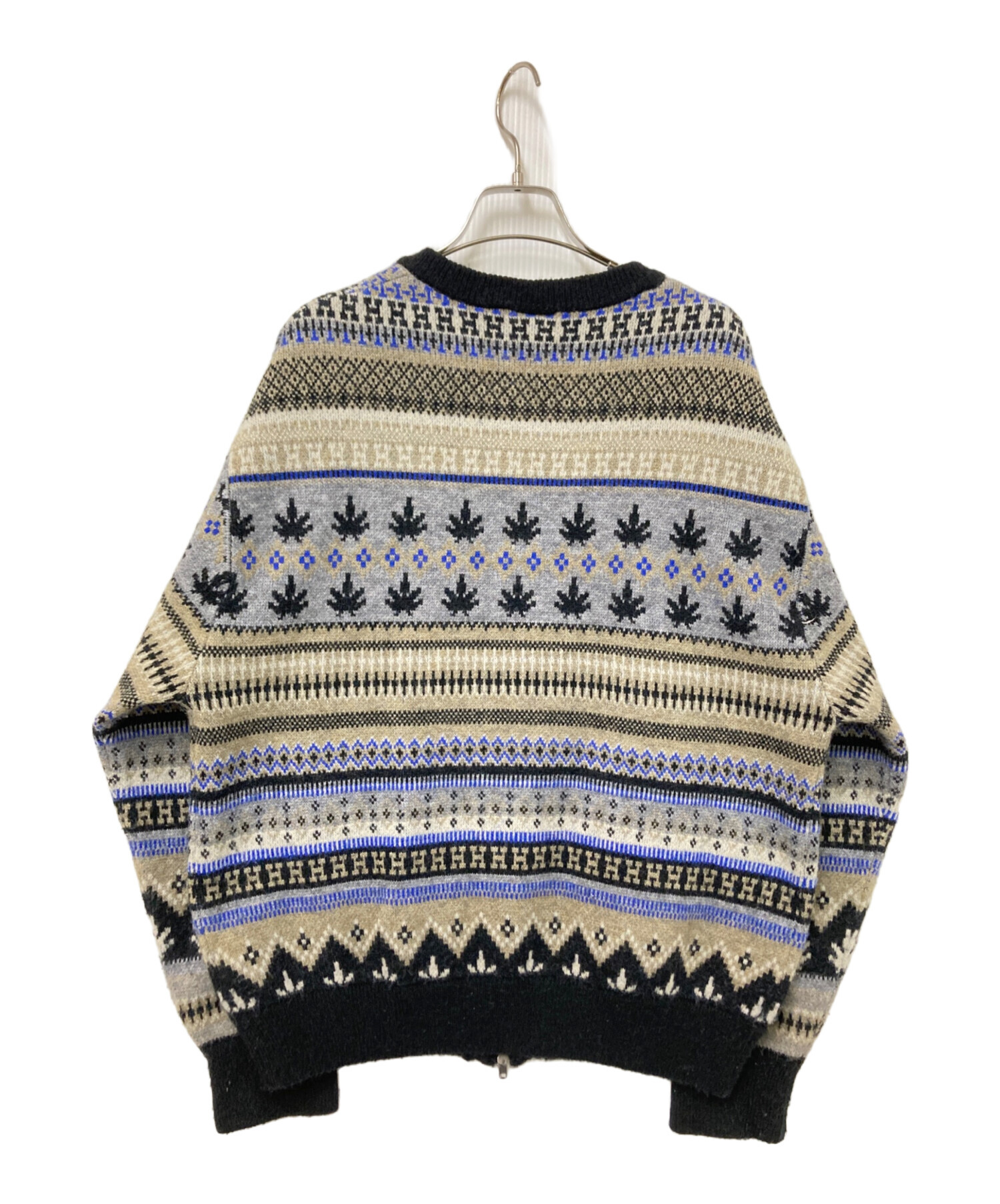 中古・古着通販】HUF (ハフ) GILBERT ZIP SWEATER ブラック×ベージュ