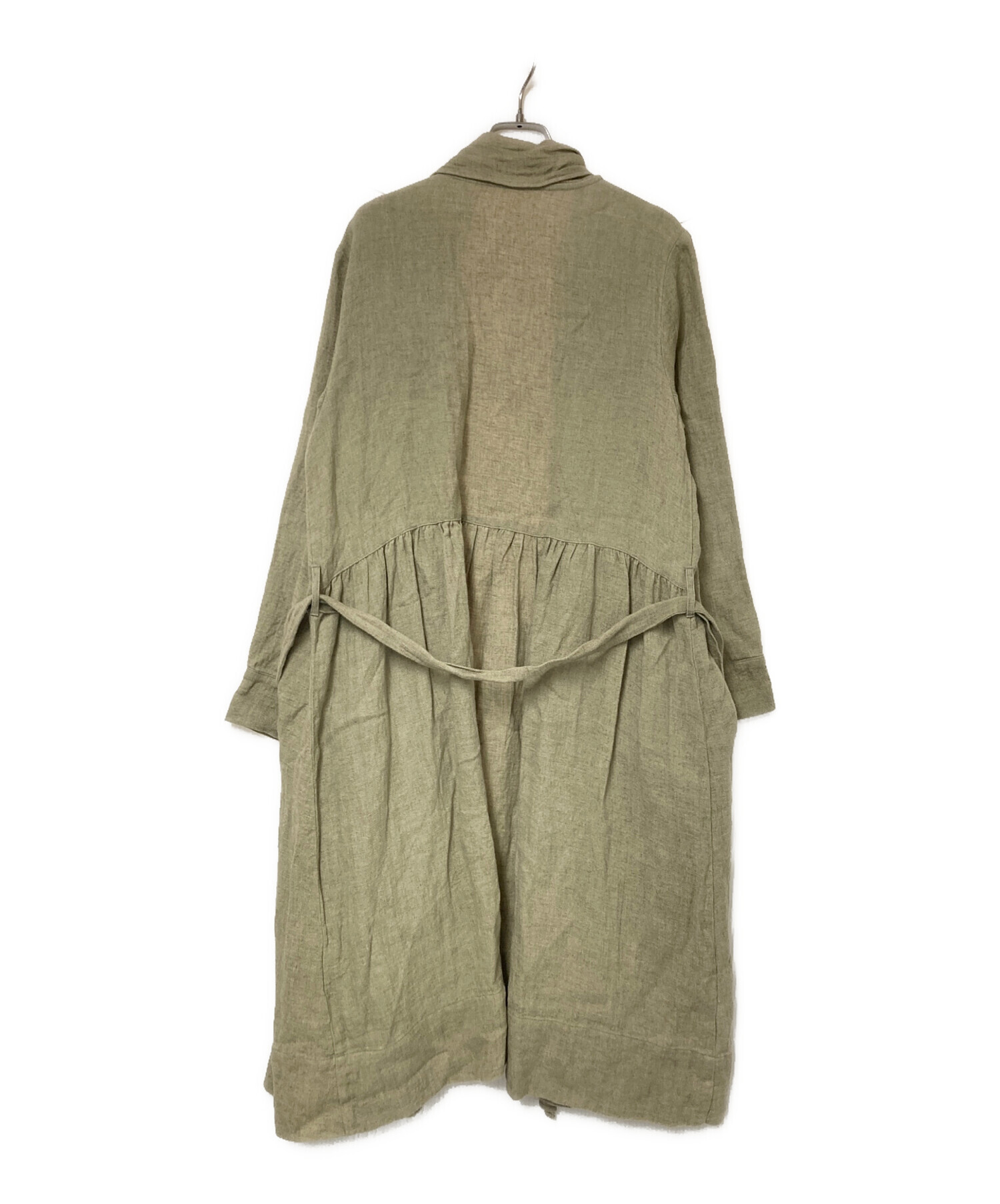 nest Robe ウール　リネン　コート　レザーくるみボタン　古着 中古・古着通販】nest Robe (ネストローブ) リネンローブコート