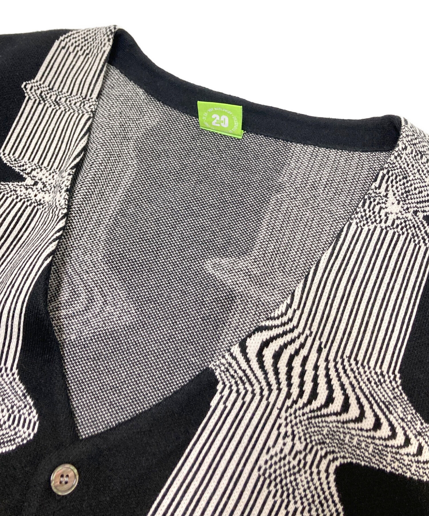 中古・古着通販】HUF (ハフ) AVALON CARDIGAN ブラック×ホワイト 