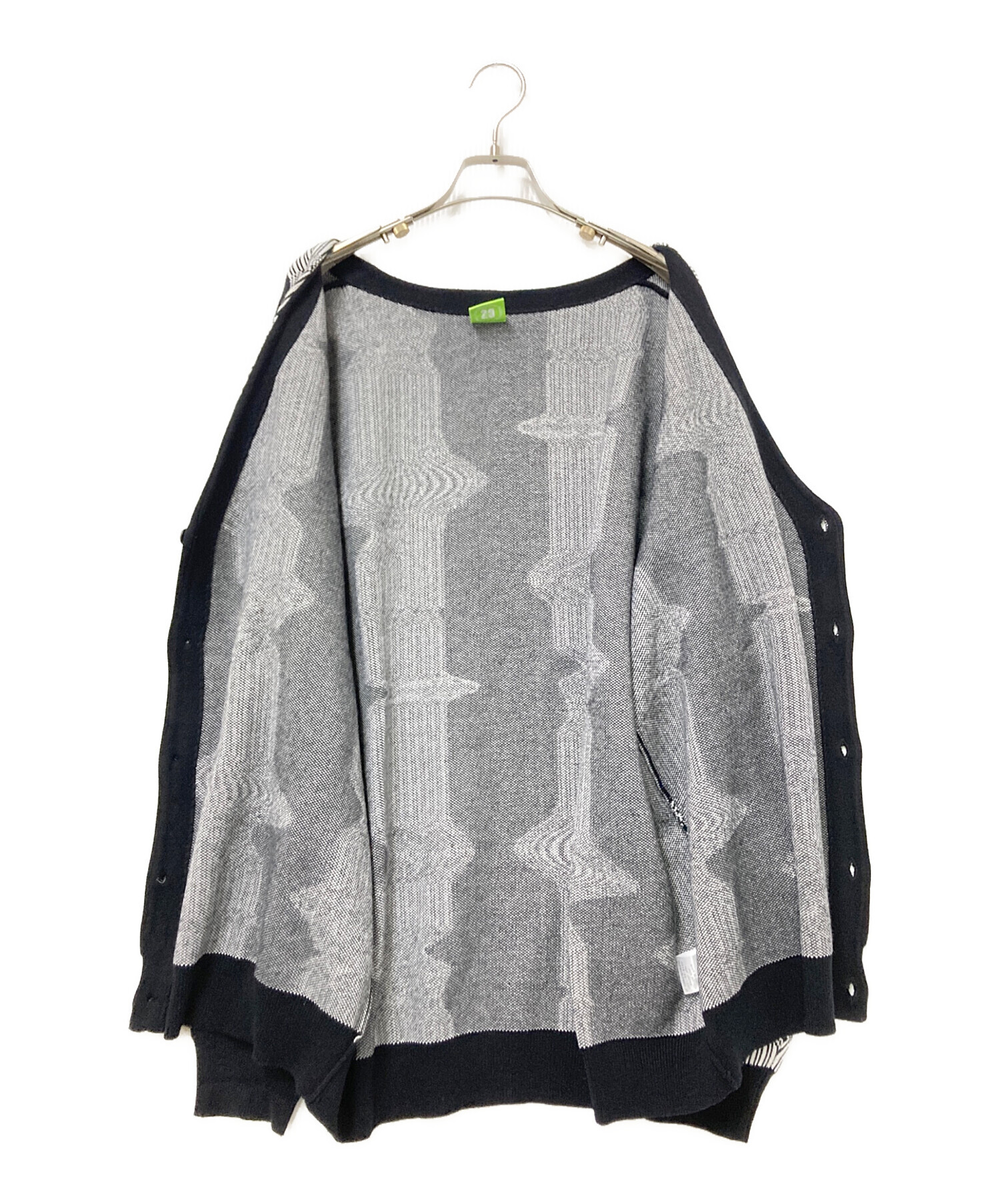 中古・古着通販】HUF (ハフ) AVALON CARDIGAN ブラック×ホワイト 