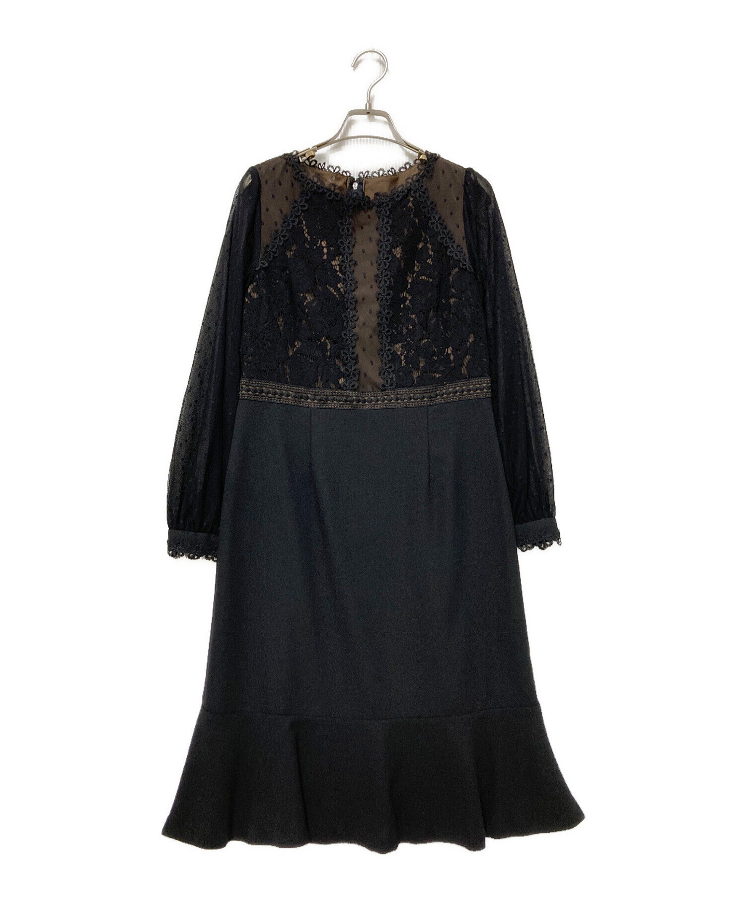 CHRISCELIN クリスセリーン上品ワンピース　　44 中古・古着通販】CHRISCELIN (クリスセリーン) レースミックス