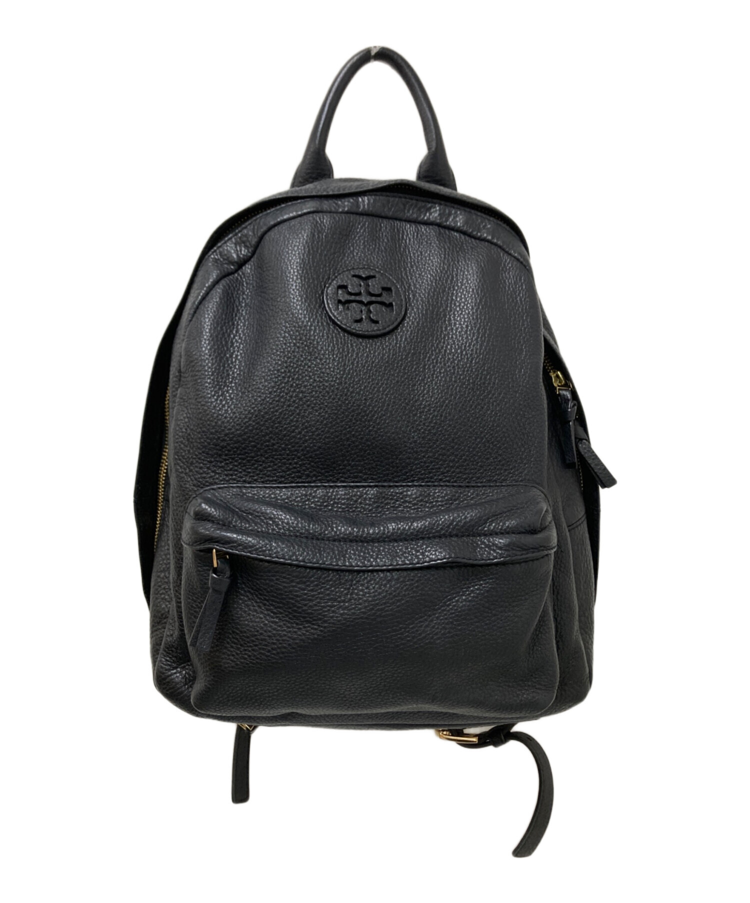 Tory Burch ブラックレザーリュック 中古・古着通販】TORY BURCH (トリーバーチ) レザーリュック ブラック