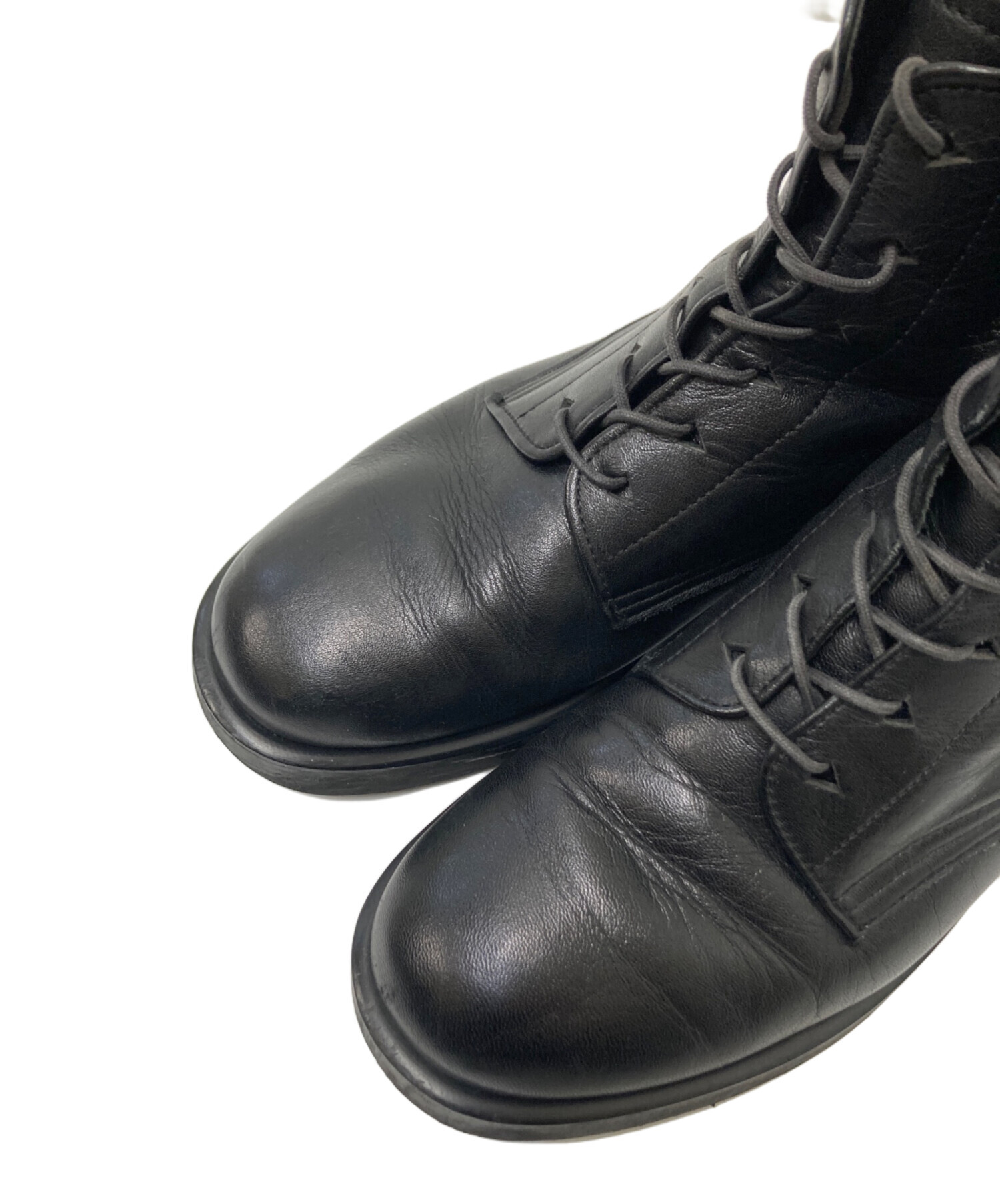 中古・古着通販】Y's (ワイズ) ハイカットレザーブーツ ブラック