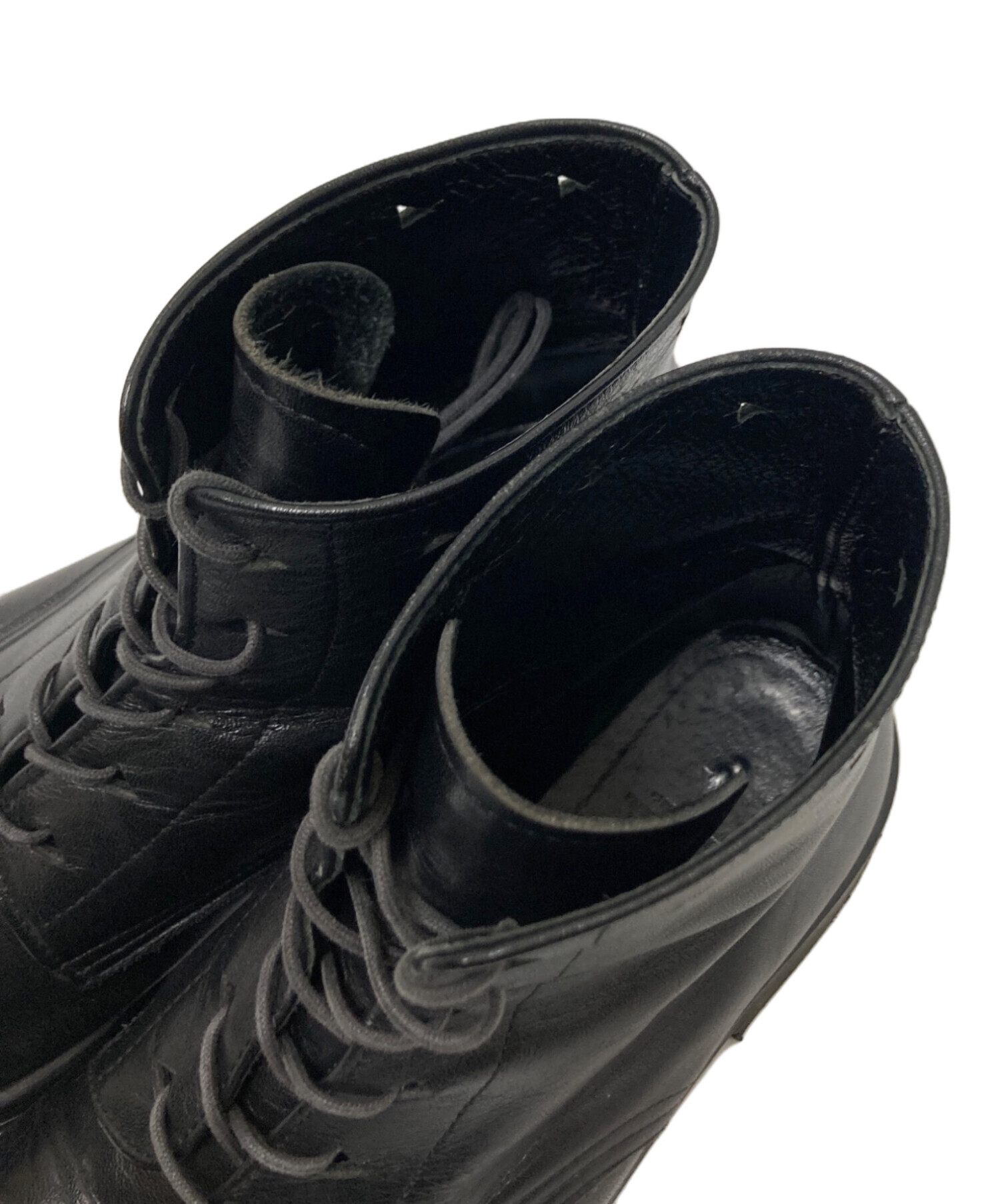 中古・古着通販】Y's (ワイズ) ハイカットレザーブーツ ブラック