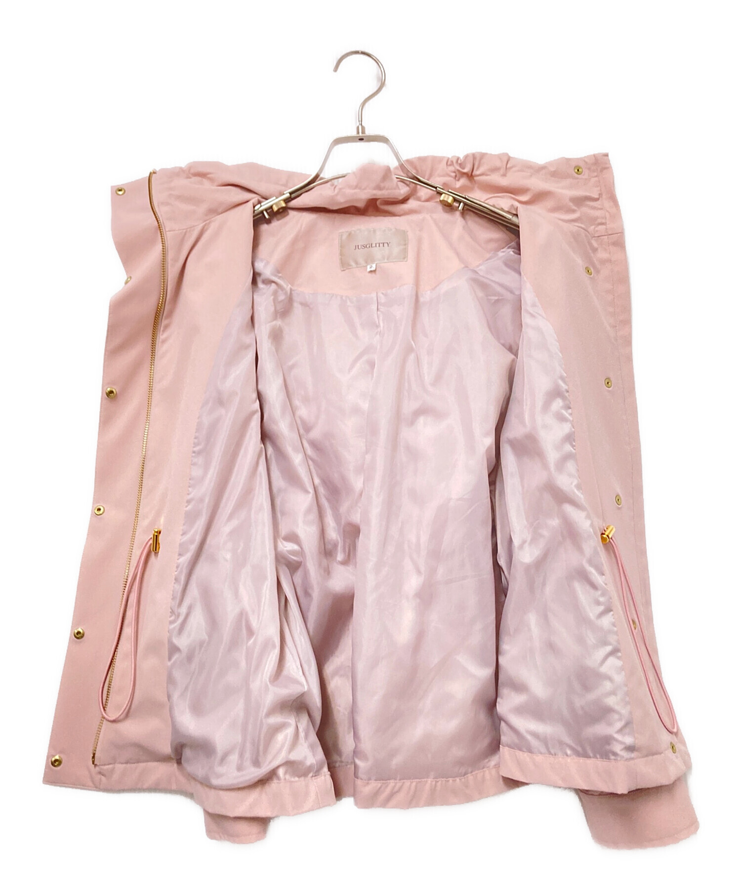 JUSGLITTY ドロストショートブルゾン　ピンクベージュM 中古・古着通販】JUSGLITTY (ジャスグリッティー) ショートブルゾン