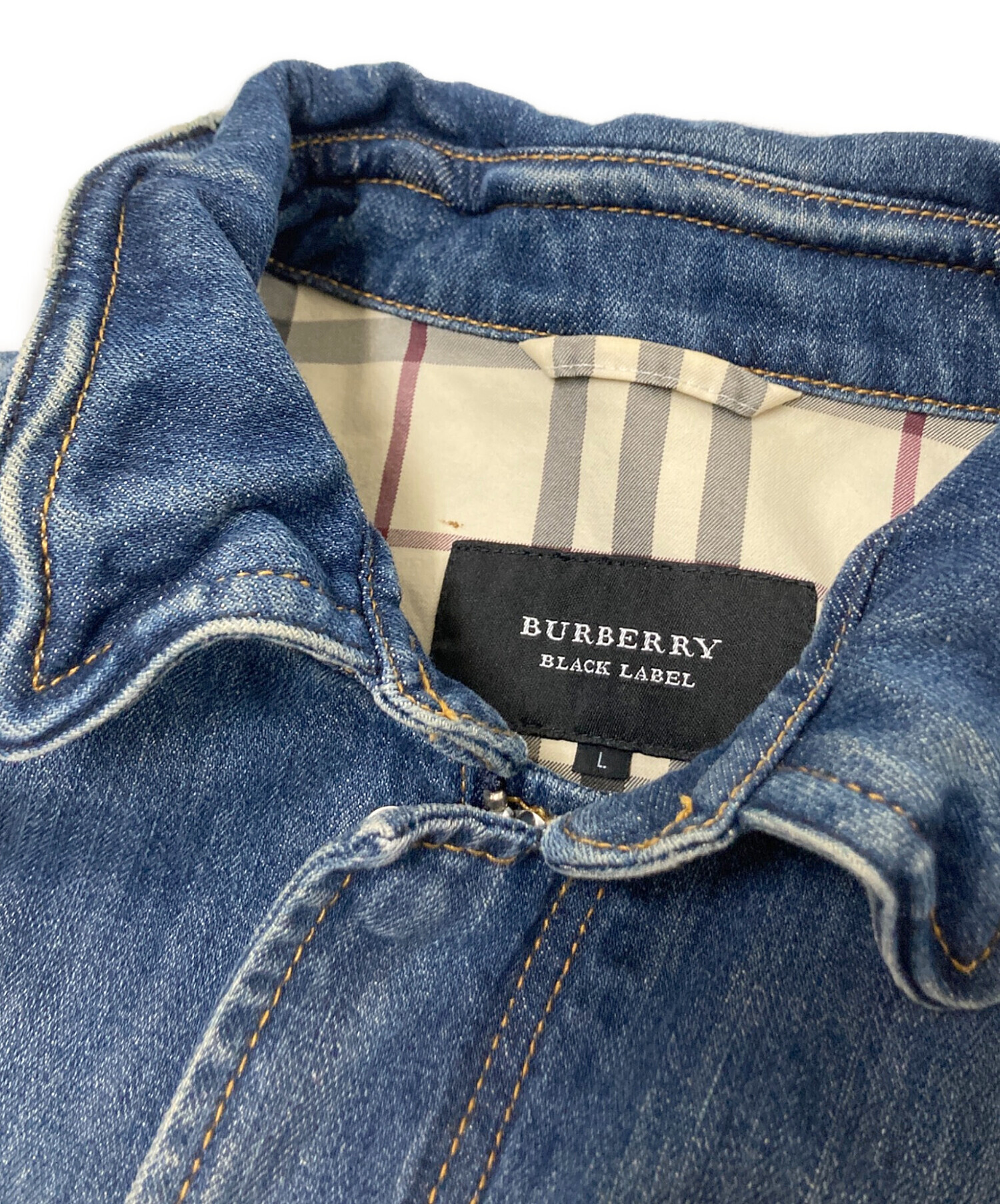 【希少】バーバリーブラックレーベル デニムジャケット インディゴ L 中古・古着通販】BURBERRY BLACK LABEL (バーバリーブラックレーベル