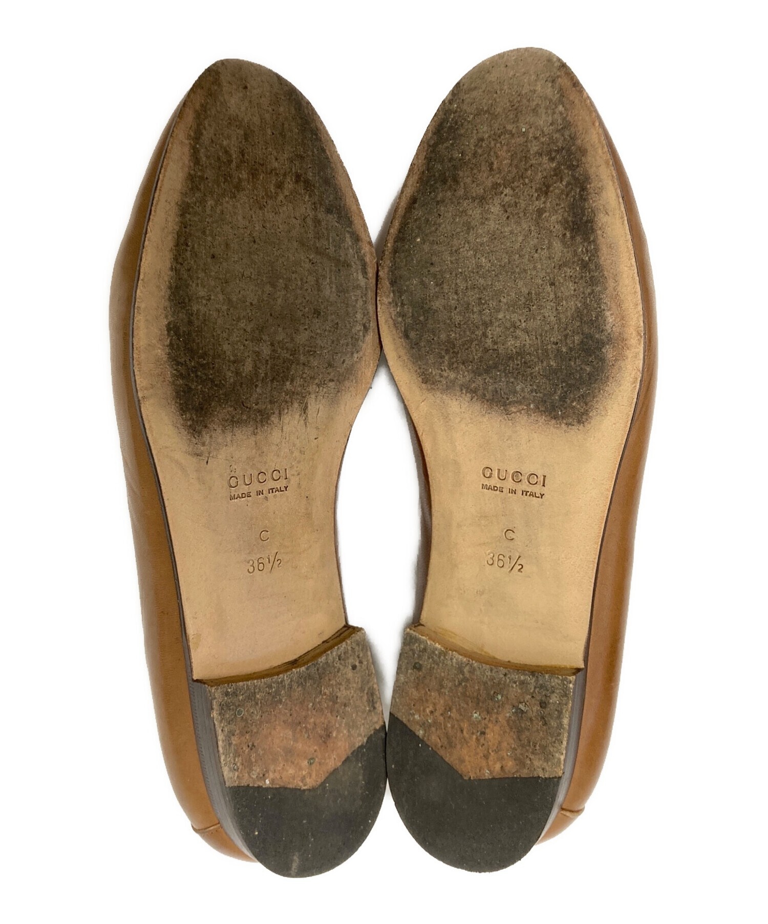 中古・古着通販】GUCCI (グッチ) ビット刺繍ローファー ブラウン
