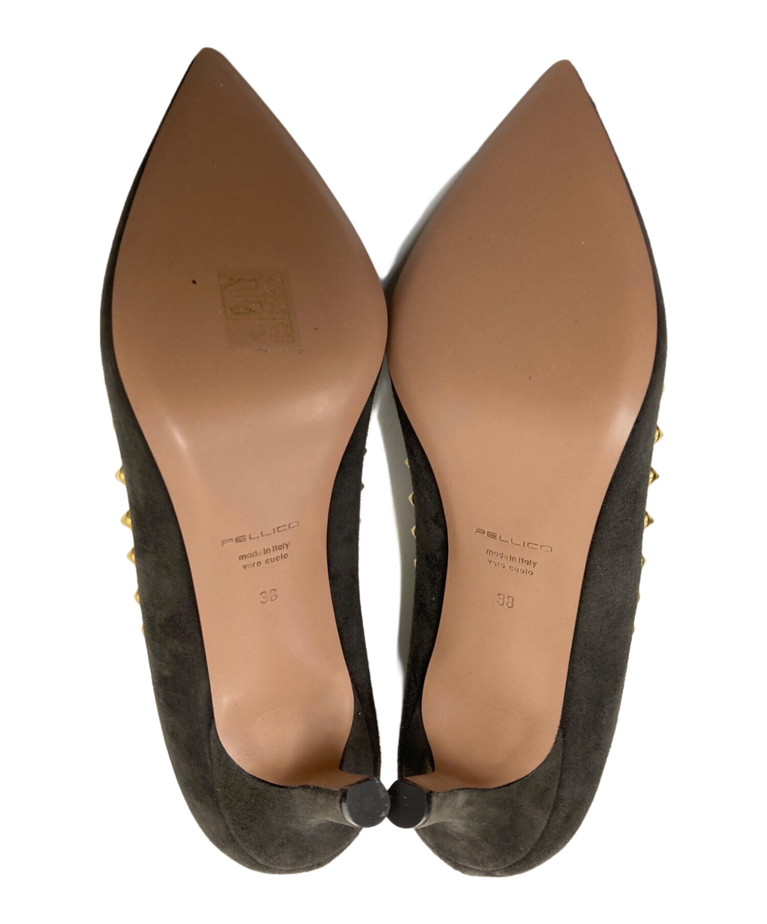 中古・古着通販】PELLICO (ペリーコ) スタッズヒールパンプス ブラウン