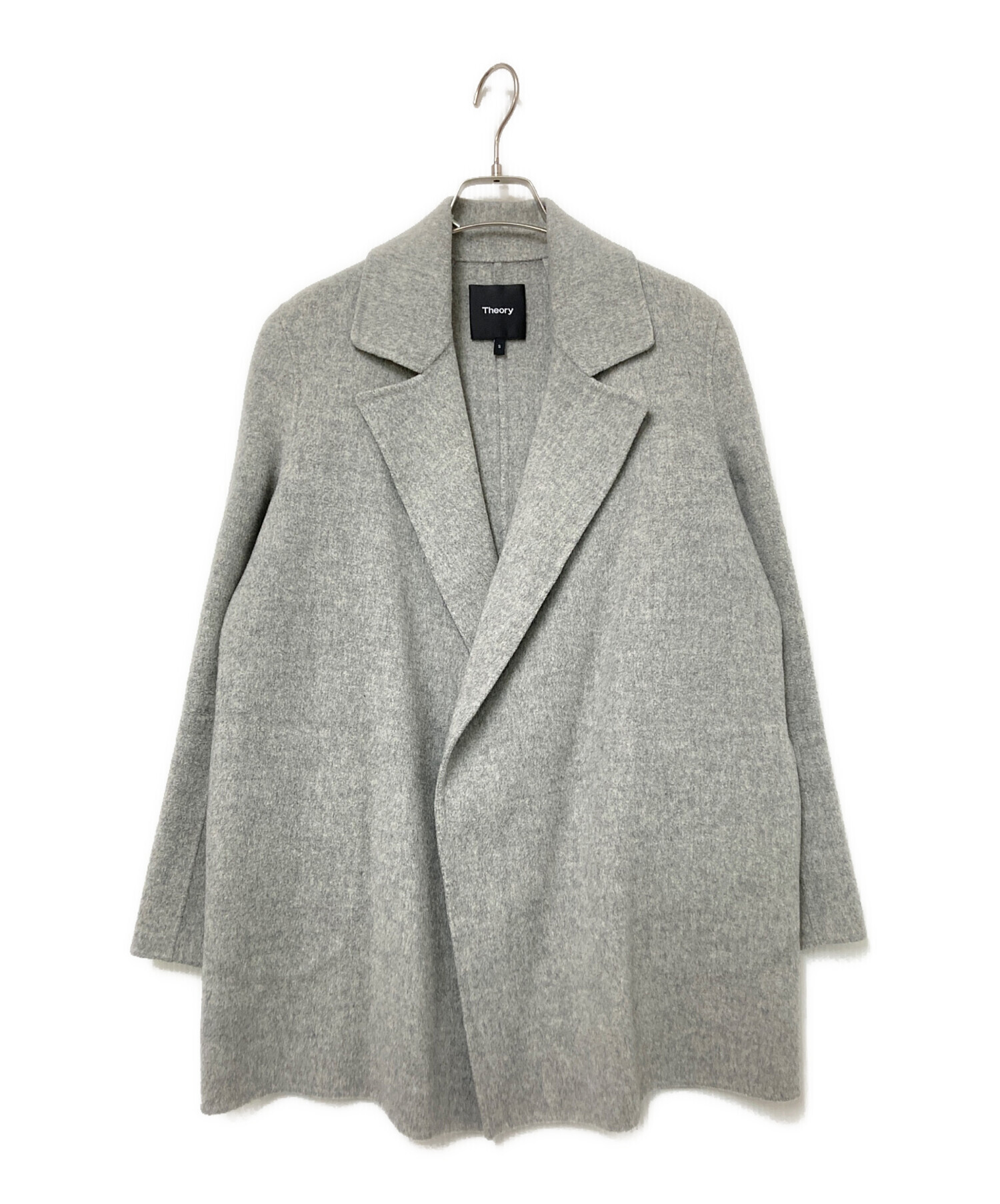 カシミヤ混 Theory リバーコート グレー S 中古・古着通販】theory (セオリー) CLAIRENEカシミヤウールリバー