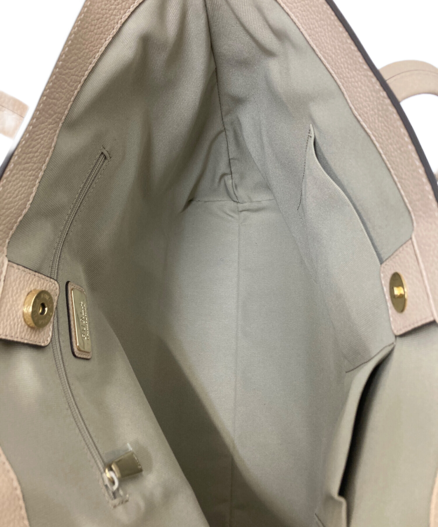 フルラ FURLA ベージュ キャンバス×レザー バッグ トートバッグ レディース【中古】 中古・古着通販】FURLA (フルラ) トートバッグ ベージュ サイズ:下記