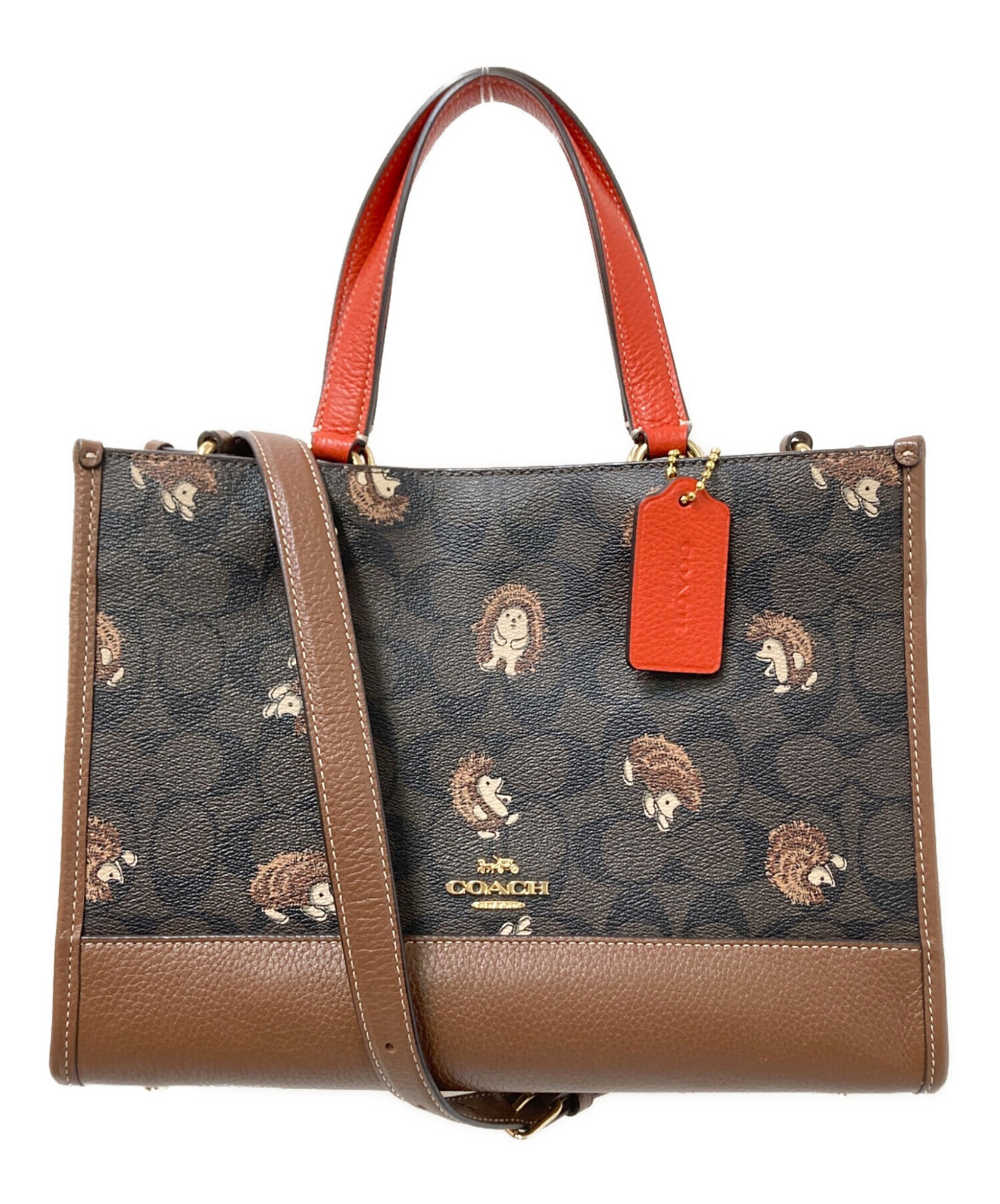 ✨稀少✨美品✨コーチ　トートバッグ　2way ハリネズミ　シグネチャー　茶 ✨稀少✨美品✨コーチ トートバッグ 2way ハリネズミ シグネチャー 茶