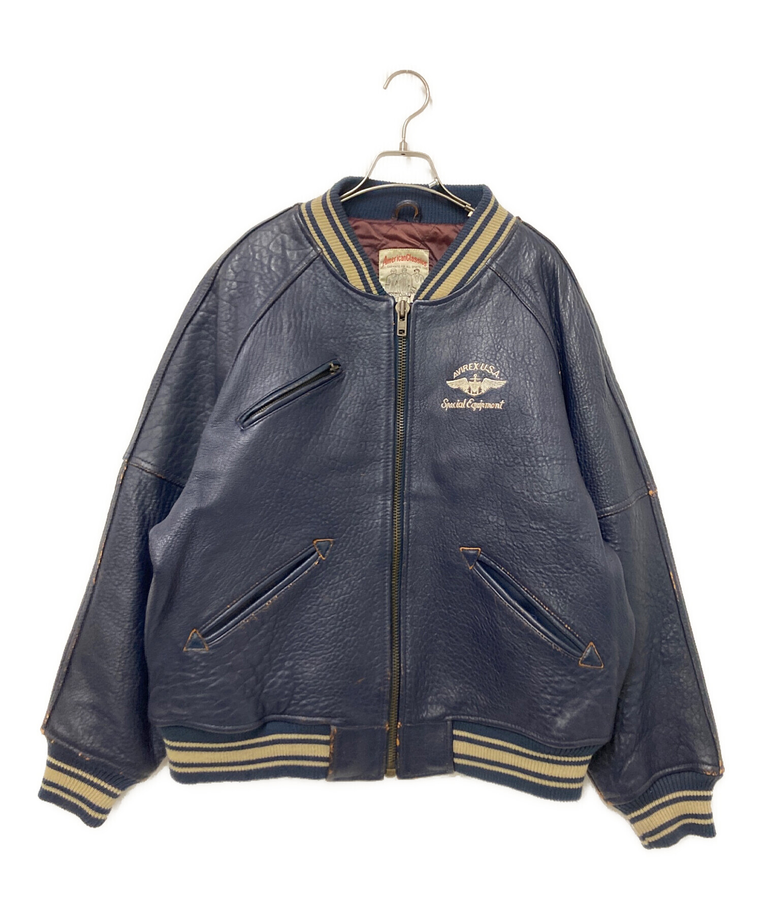 中古・古着通販】AVIREX (アヴィレックス) レザージャケット ネイビー 
