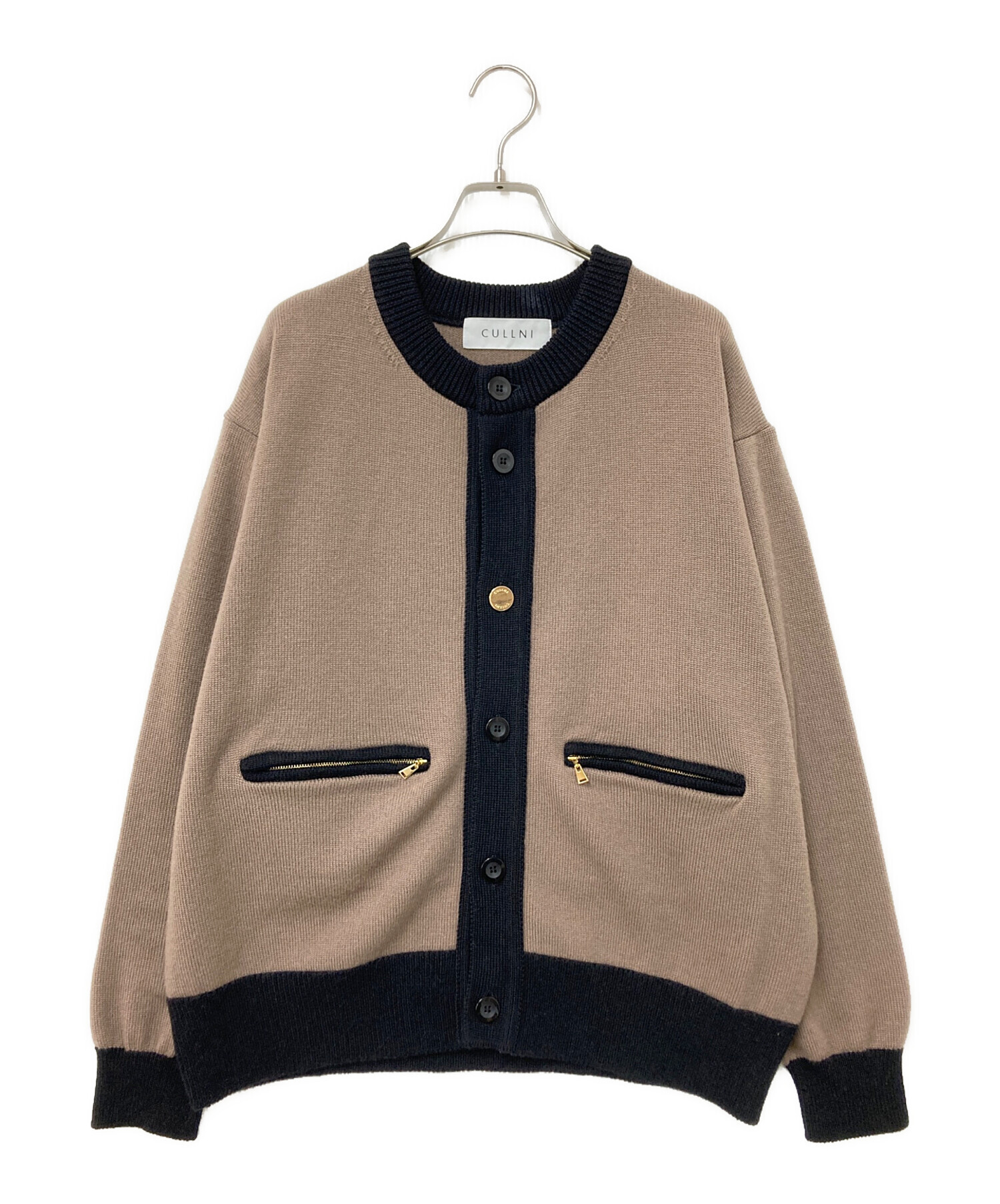 中古・古着通販】CULLNI (クルニ) クルーネックカーディガン ベージュ