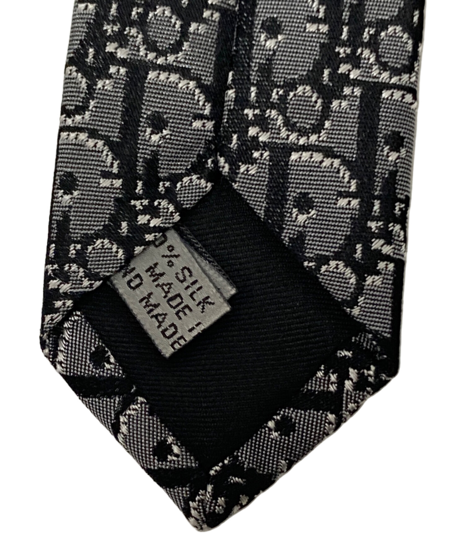 Dior ディオール　ネクタイ　ソリッド　黒　ロゴ　トロッター 中古・古着通販】Dior (ディオール) トロッター柄ネクタイ グレー