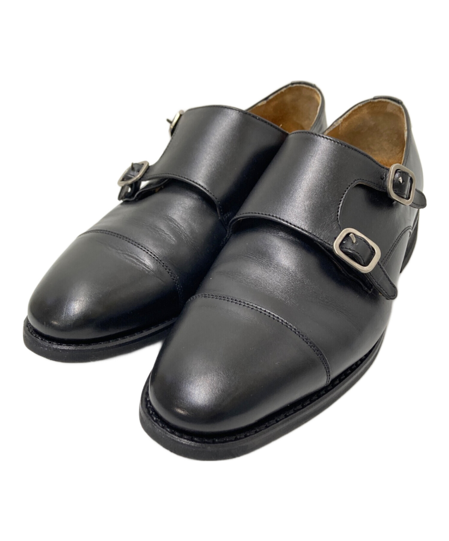 【ほぼ新品】Berwick ダブルモンクストラップシューズ ブラック 収納袋付き 中古・古着通販】berwick (バーウィック) ダブルモンクストラップ