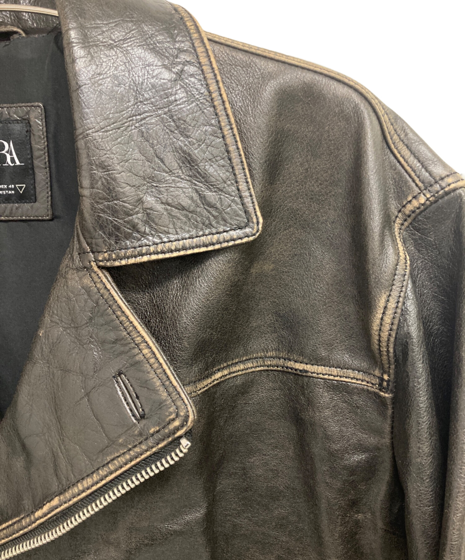 中古・古着通販】ZARA (ザラ) カウレザーライダースジャケット