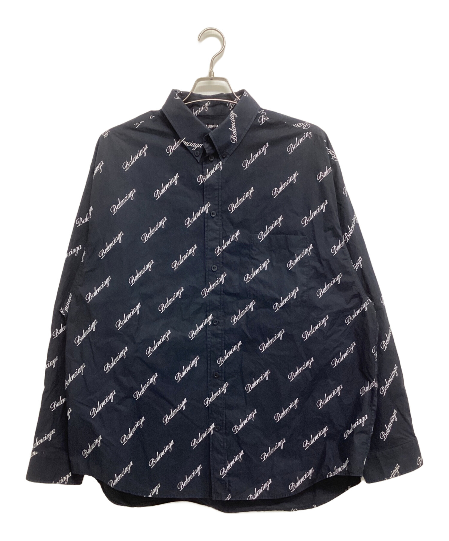 中古・古着通販】BALENCIAGA (バレンシアガ) ロゴ総柄シャツ ブラック 