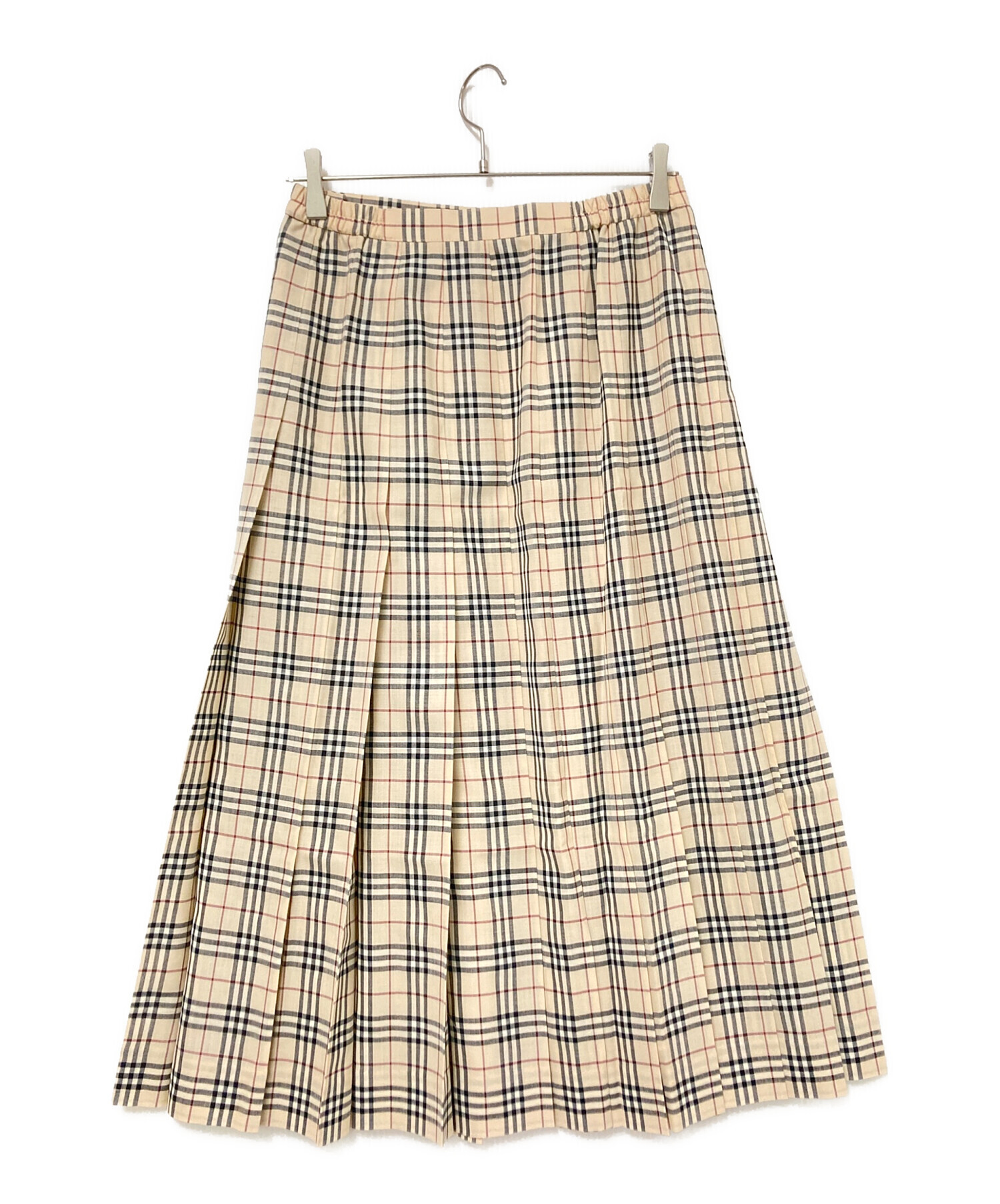 BURBERRYバーバリー プリーツスカートロング ノバチェック ベージュ 7号 中古・古着通販】BURBERRY (バーバリー) ノヴァチェックプリーツ