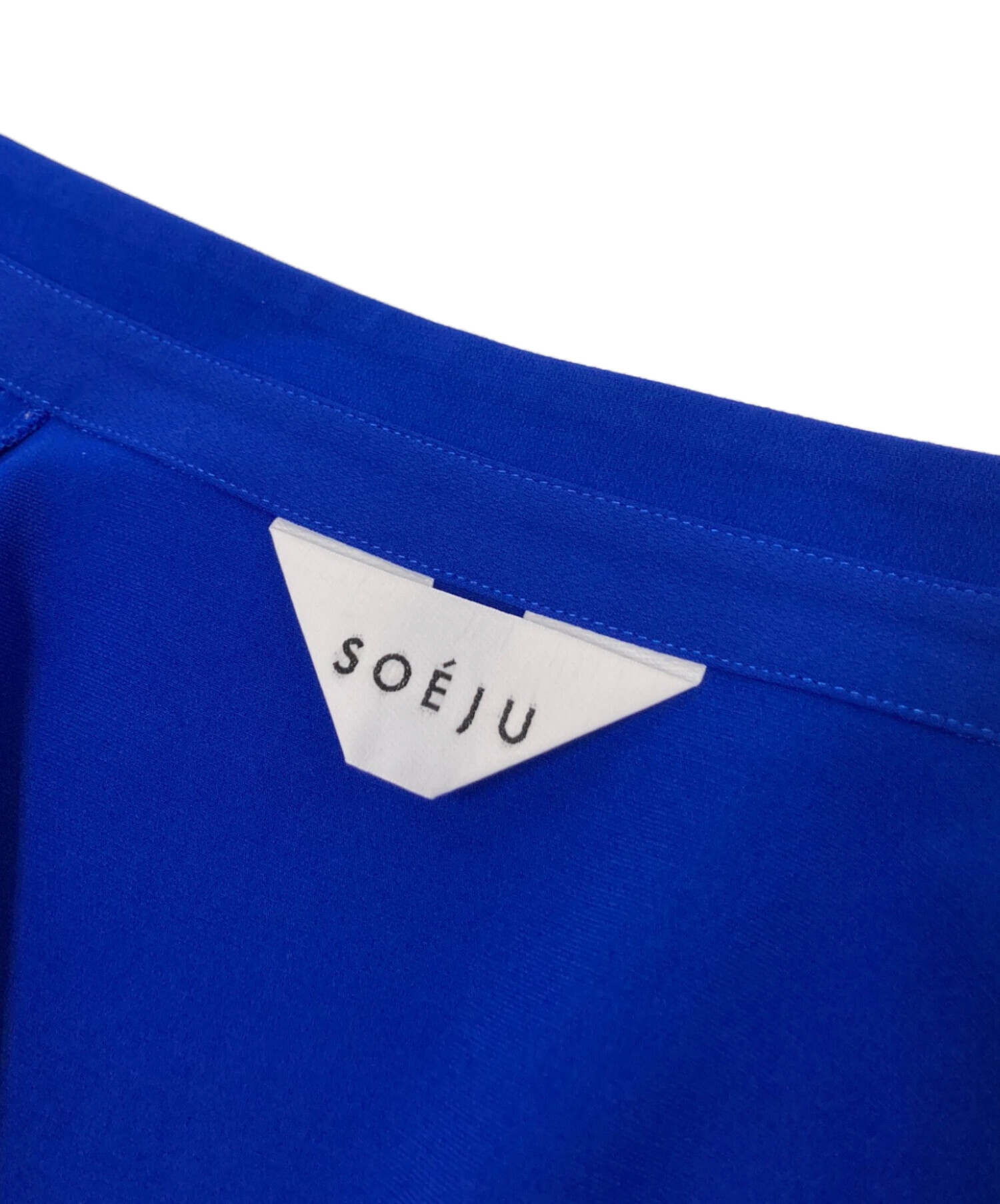 3015y ソージュ スタンドカラータックブラウストリアセテート 紺 M