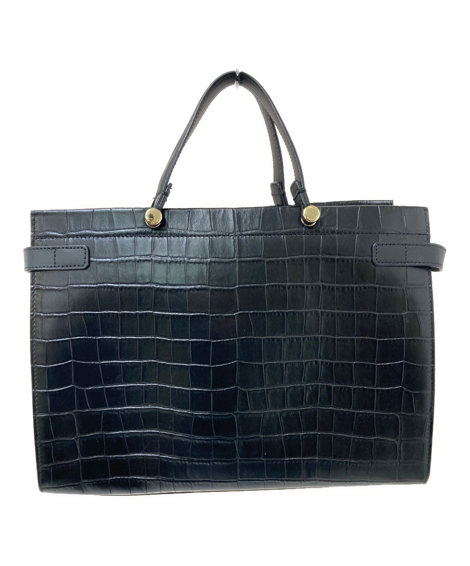 中古・古着通販】FURLA (フルラ) クロコ型押し2WAYバッグ ブラック