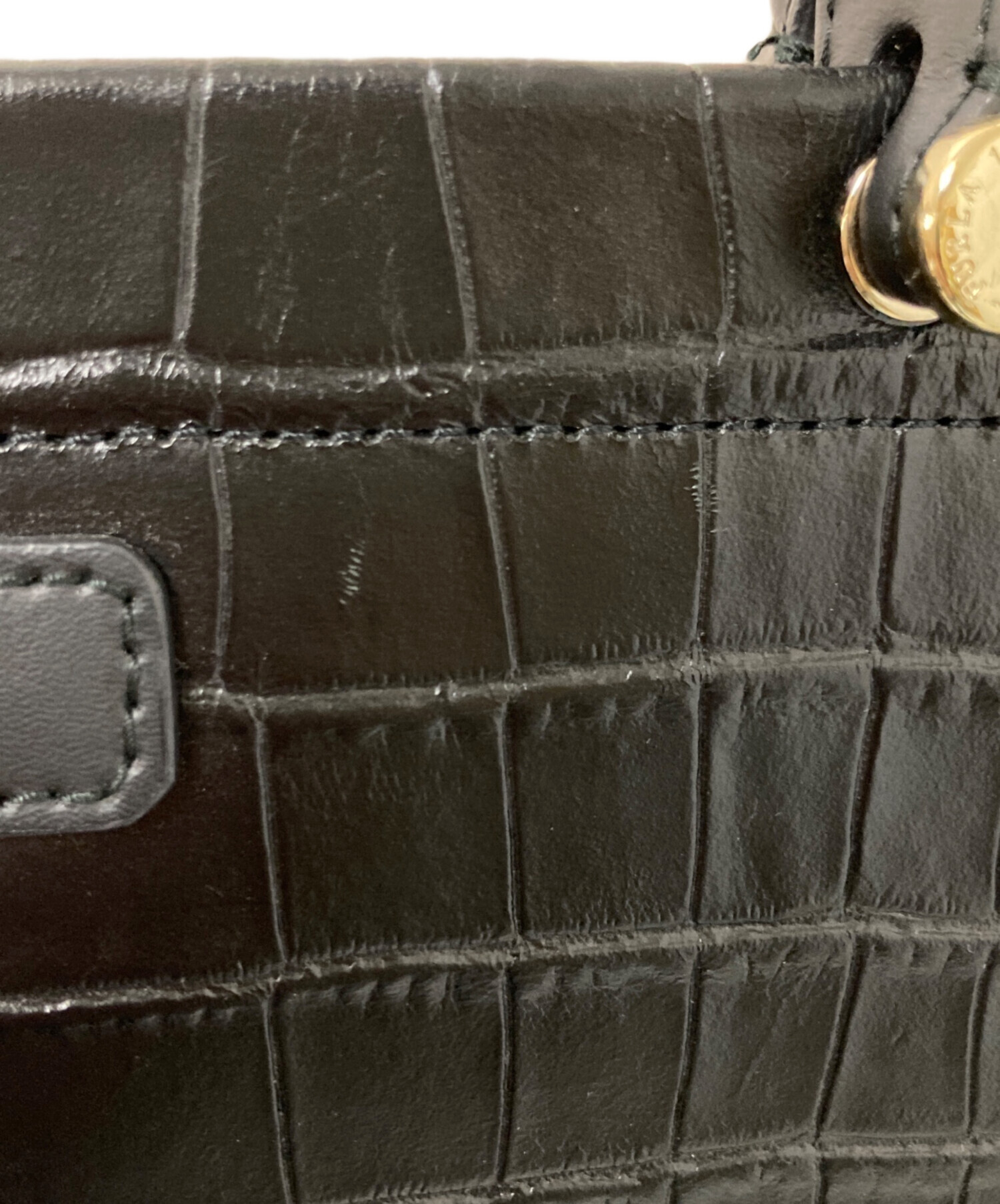 中古・古着通販】FURLA (フルラ) クロコ型押し2WAYバッグ ブラック
