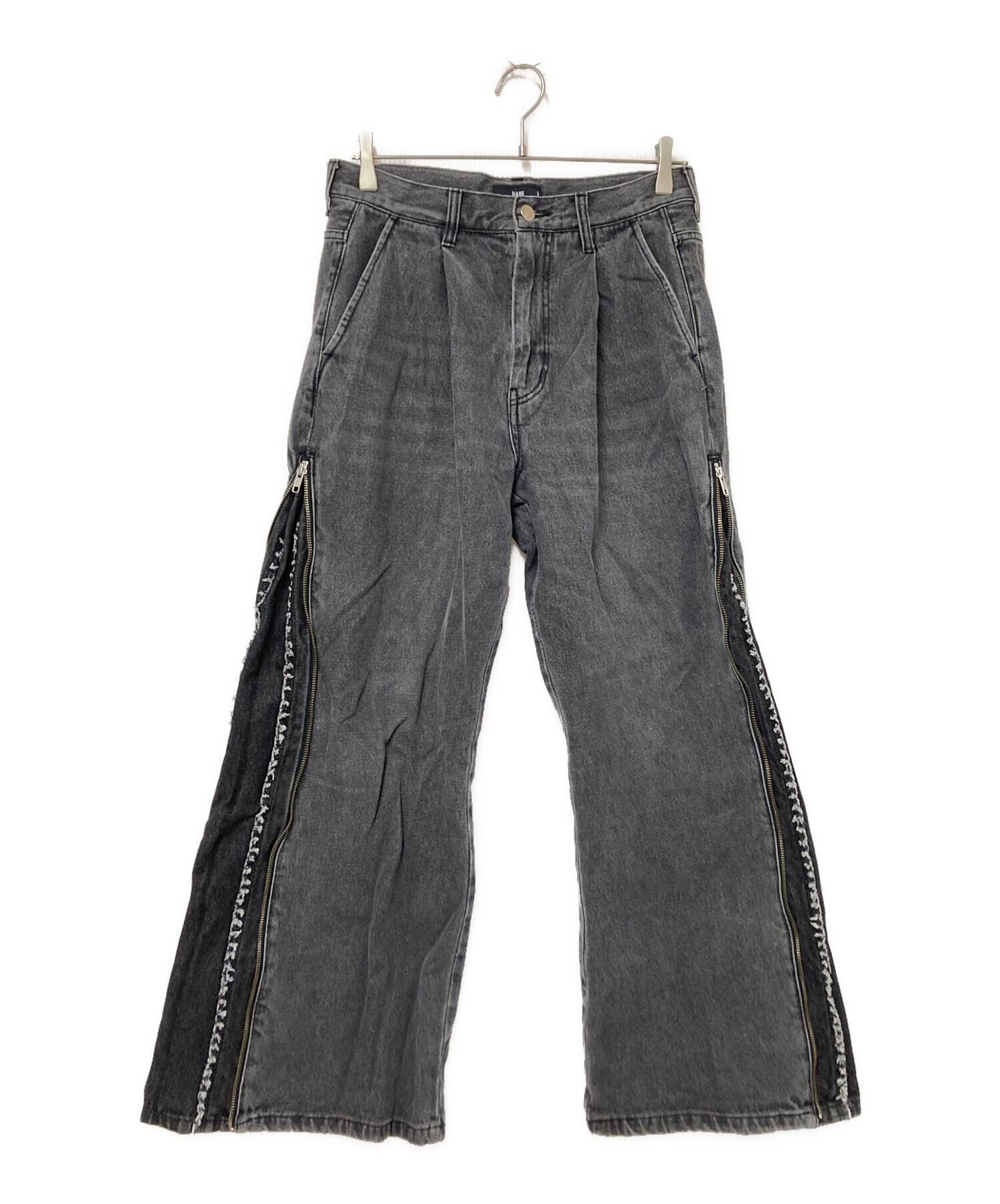 中古・古着通販】HARE (ハレ) ZIPレイヤードデニムパンツ ブラック