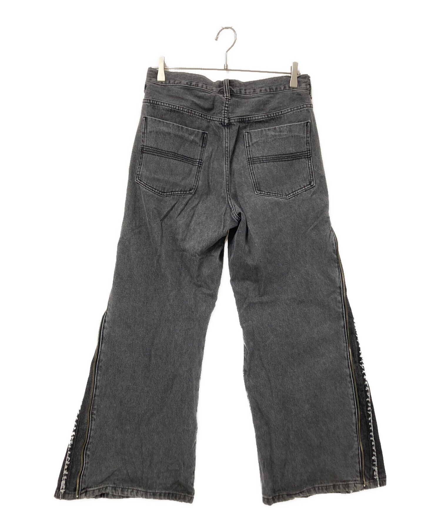 中古・古着通販】HARE (ハレ) ZIPレイヤードデニムパンツ ブラック