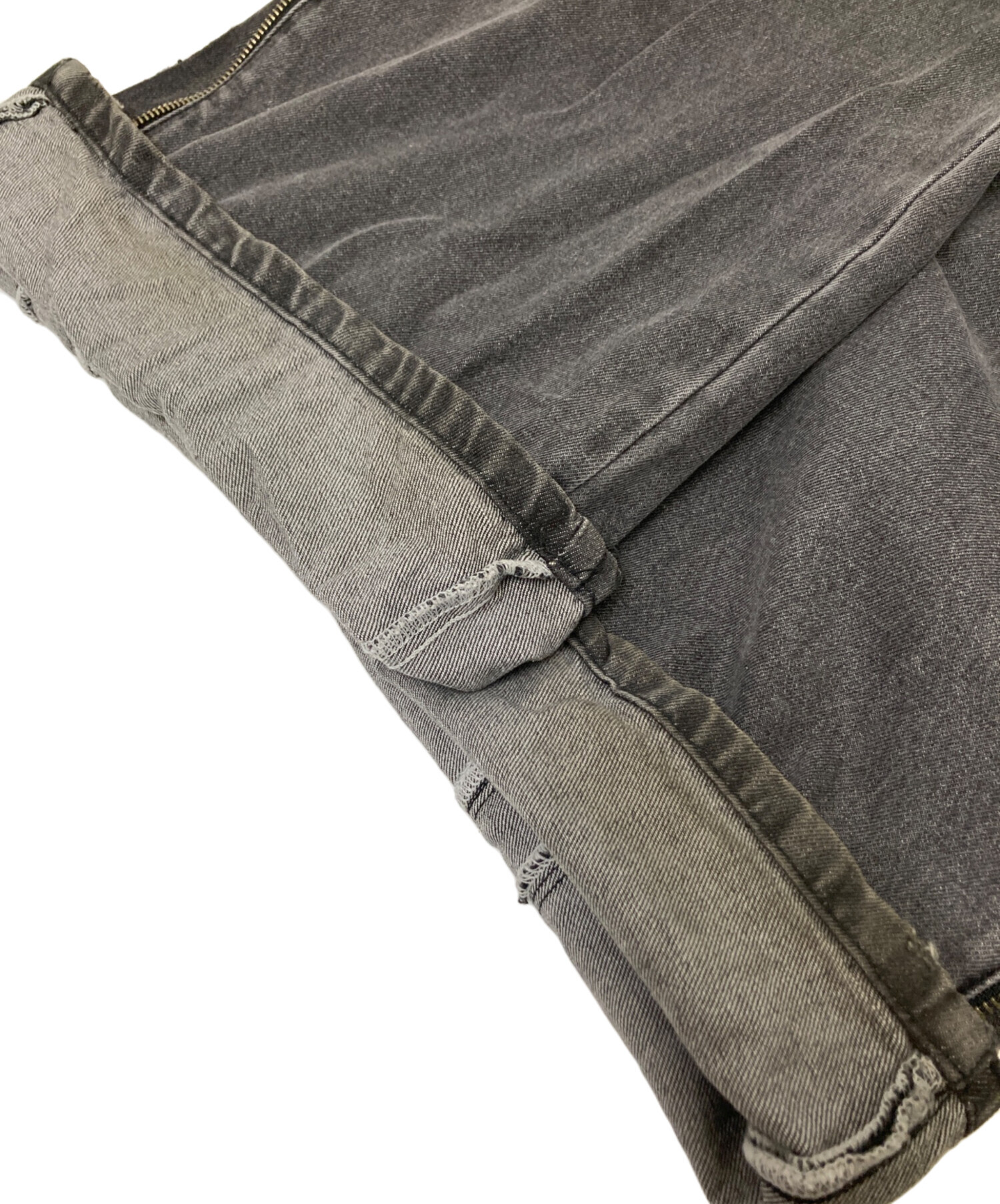 中古・古着通販】HARE (ハレ) ZIPレイヤードデニムパンツ ブラック