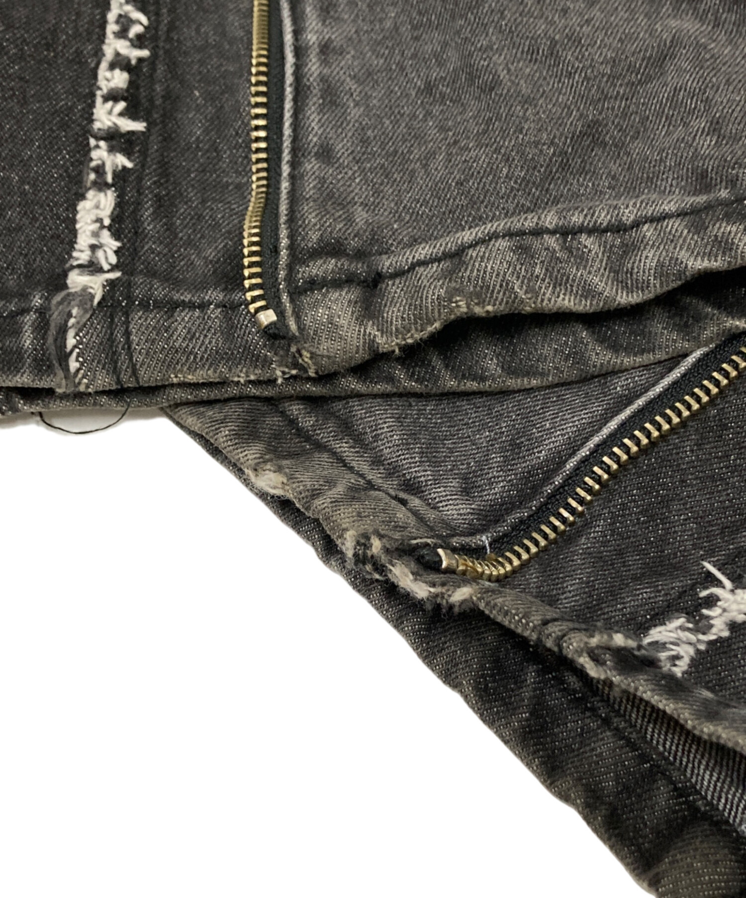 中古・古着通販】HARE (ハレ) ZIPレイヤードデニムパンツ ブラック