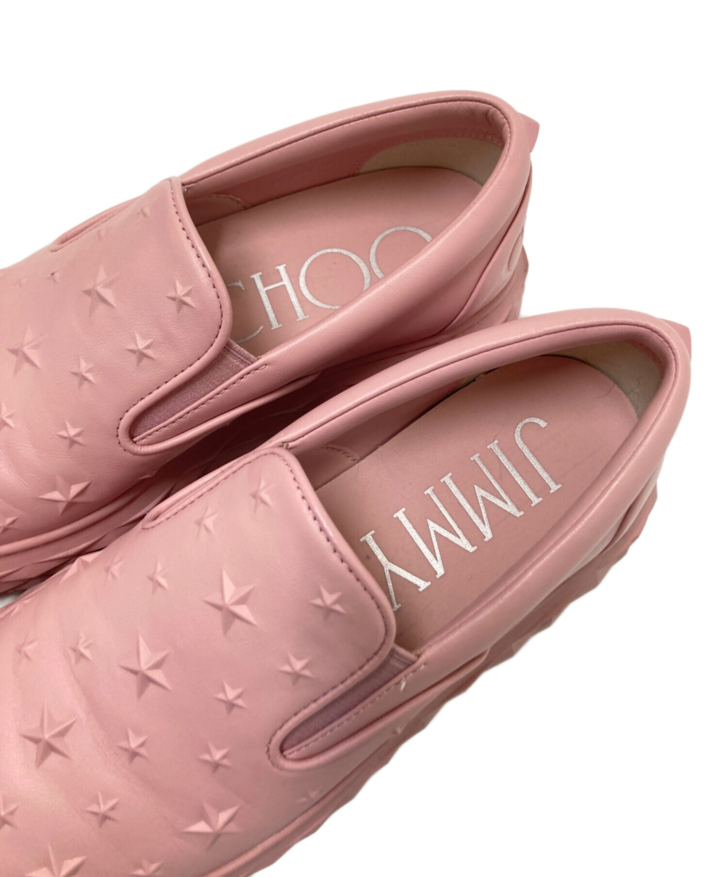 中古・古着通販】JIMMY CHOO (ジミーチュウ) DIAMOND SLIP ON/F ピンク