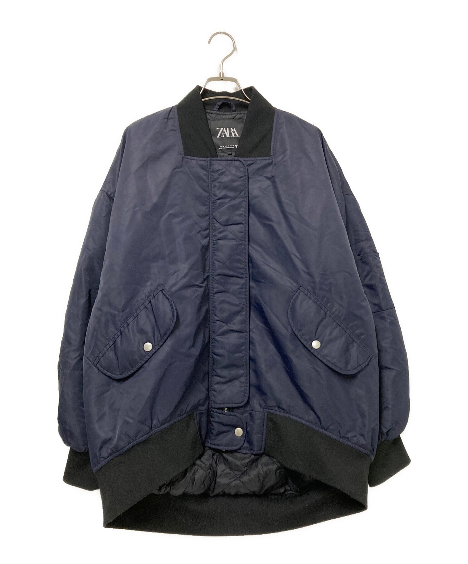 zara ma-1 ジャケット 中古・古着通販】ZARA (ザラ) 中綿MA-1ジャケット ネイビー サイズ:M