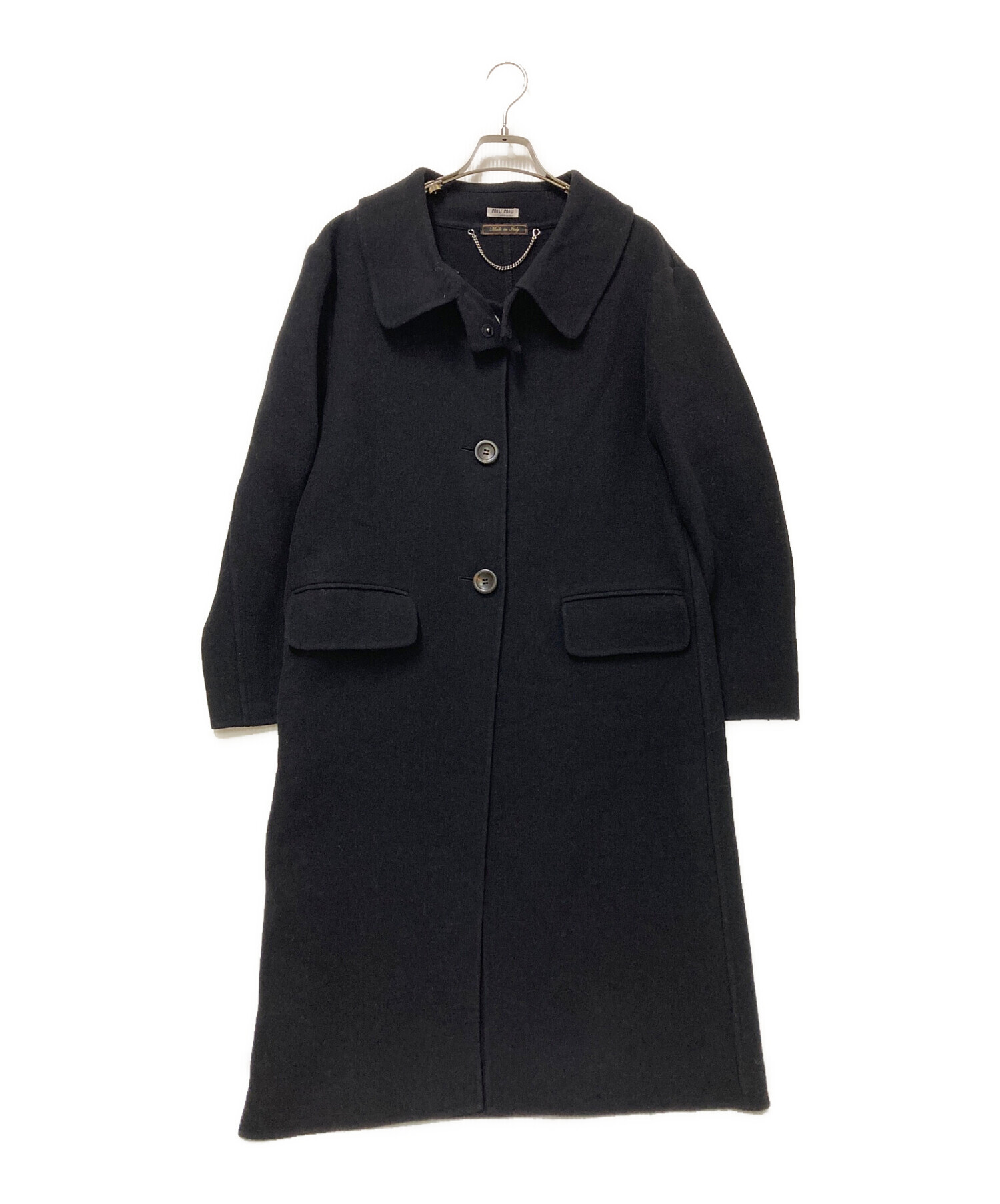 miumiu ウールコート 膝丈 ブラック 中古・古着通販】MIU MIU (ミュウミュウ) ウールコート ブラック