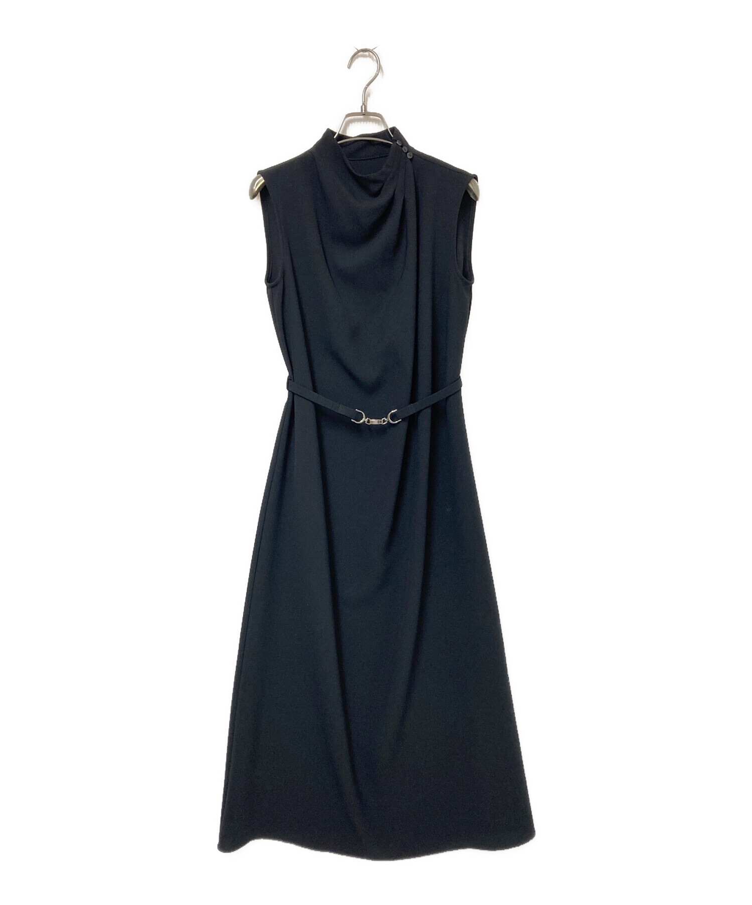 ワンピース laubeblanc Belted Drape Dress S Black 中古・古着通販】L'AUBE BLANC (ローブ ブラン) Belted Drape Dress