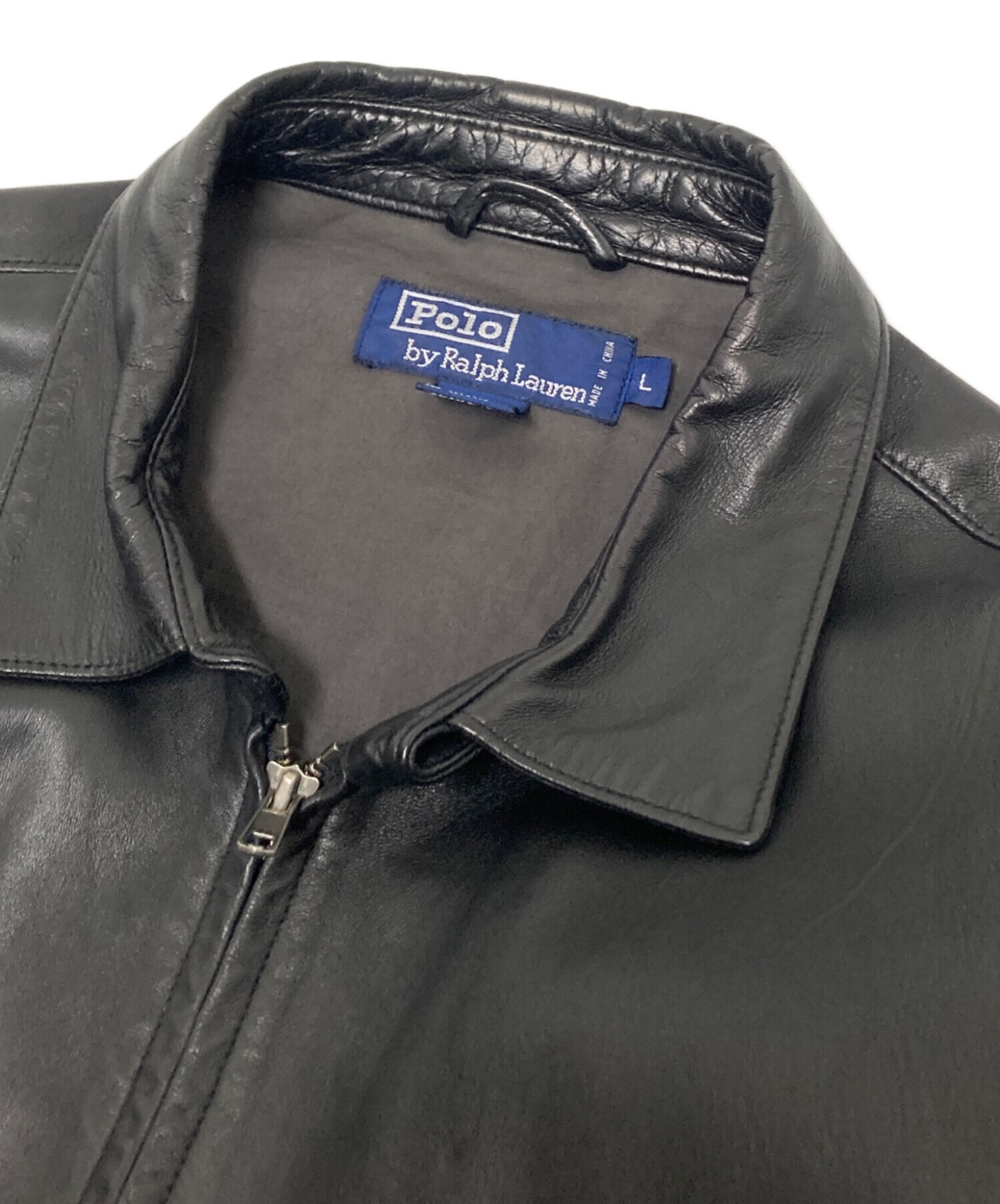 00's Polo Ralph Lauren レザースイングトップ　黒　Mサイズ POLO BY RALPH LAUREN レザー スウィングトップ ブラック 黒 L ラルフ