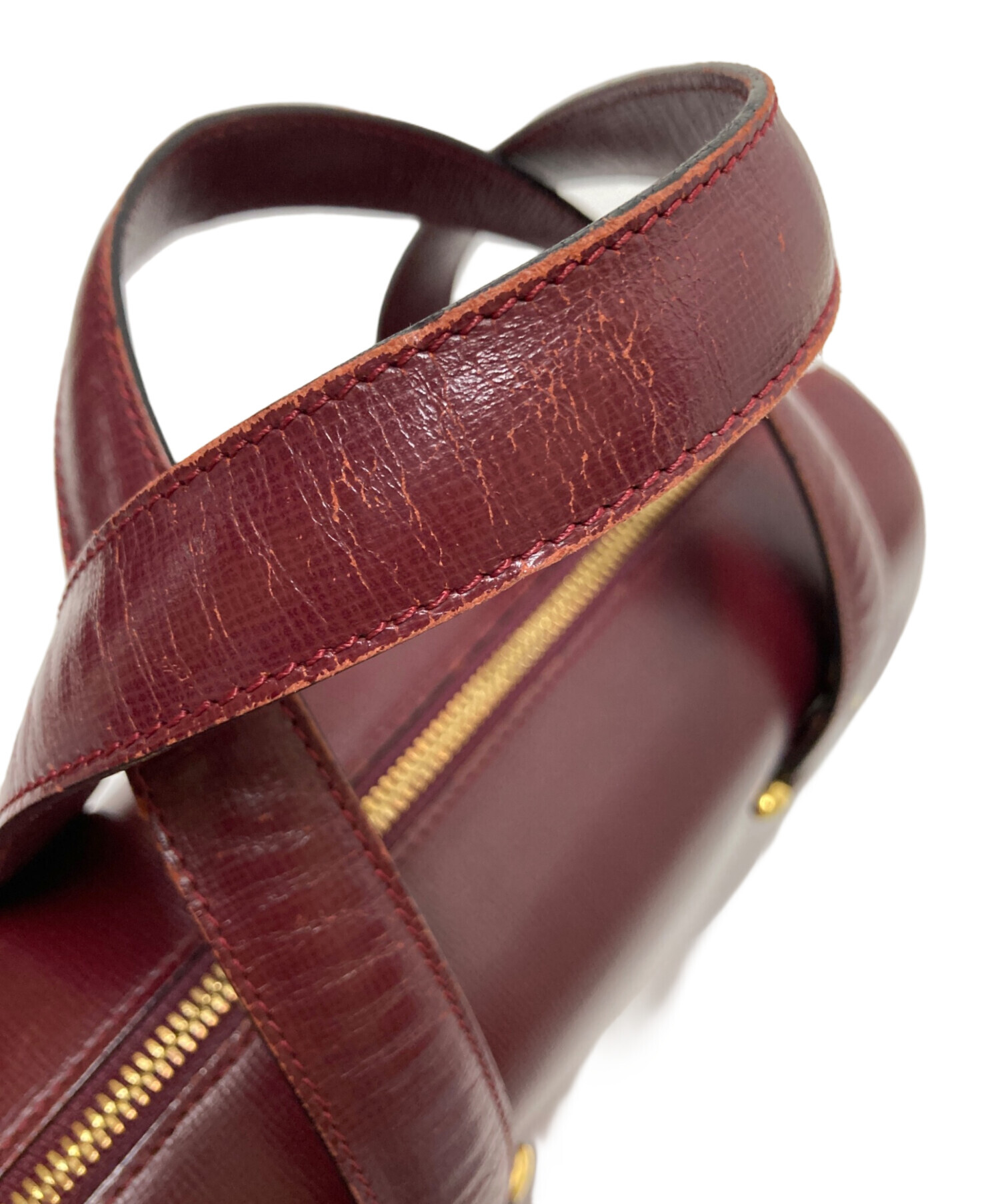 cartier カルティエ ミニボストンバック ボルドー 中古・古着通販】Cartier (カルティエ) ミニボストンバッグ ボルドー