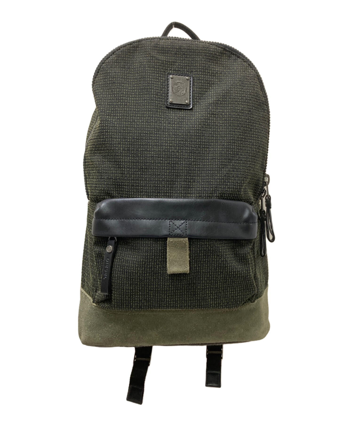 中古・古着通販】DIESEL (ディーゼル) 切替リュック グリーン×ベージュ 