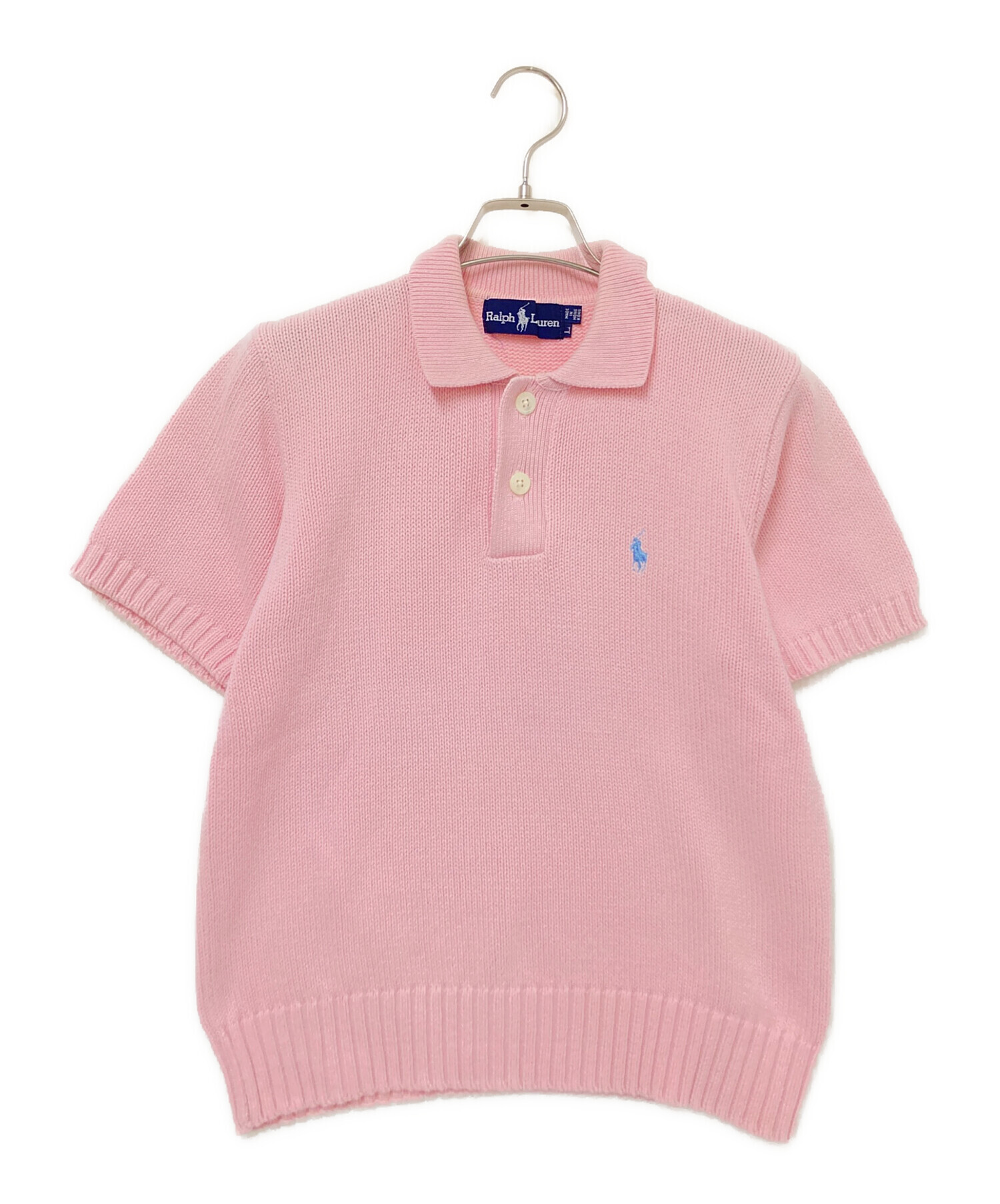 中古・古着通販】RALPH LAUREN (ラルフローレン) 半袖ニット ピンク
