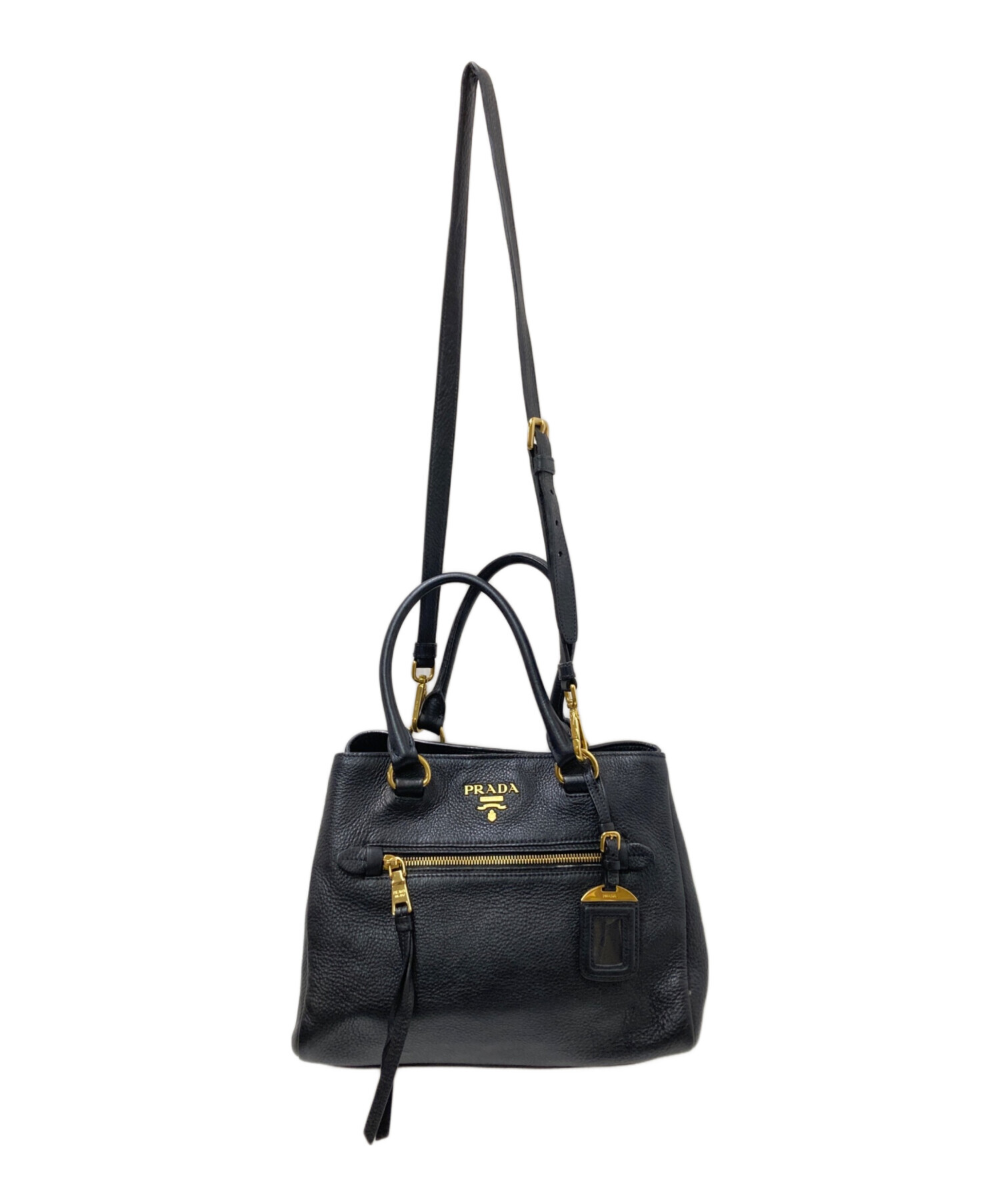 中古のプラダ 2WAYバッグ 中古・古着通販】PRADA (プラダ) 2WAYバッグ ブラック｜ブランド・古着