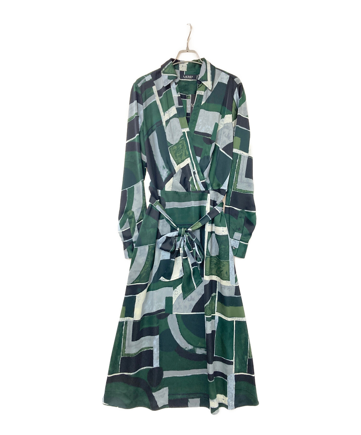 未使用タグ付 サイズ6✨ローレンラルフローレン総柄 シャツワンピース ベルト 中古・古着通販】LAUREN RALPH LAUREN (ローレンラルフローレン) 長袖