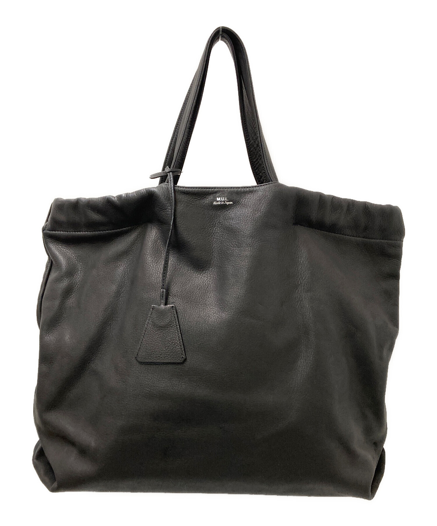 M.U.L トートバッグ(新品未使用) 中古・古着通販】M.U.L (エムユーエル) レザートートバッグ ブラック